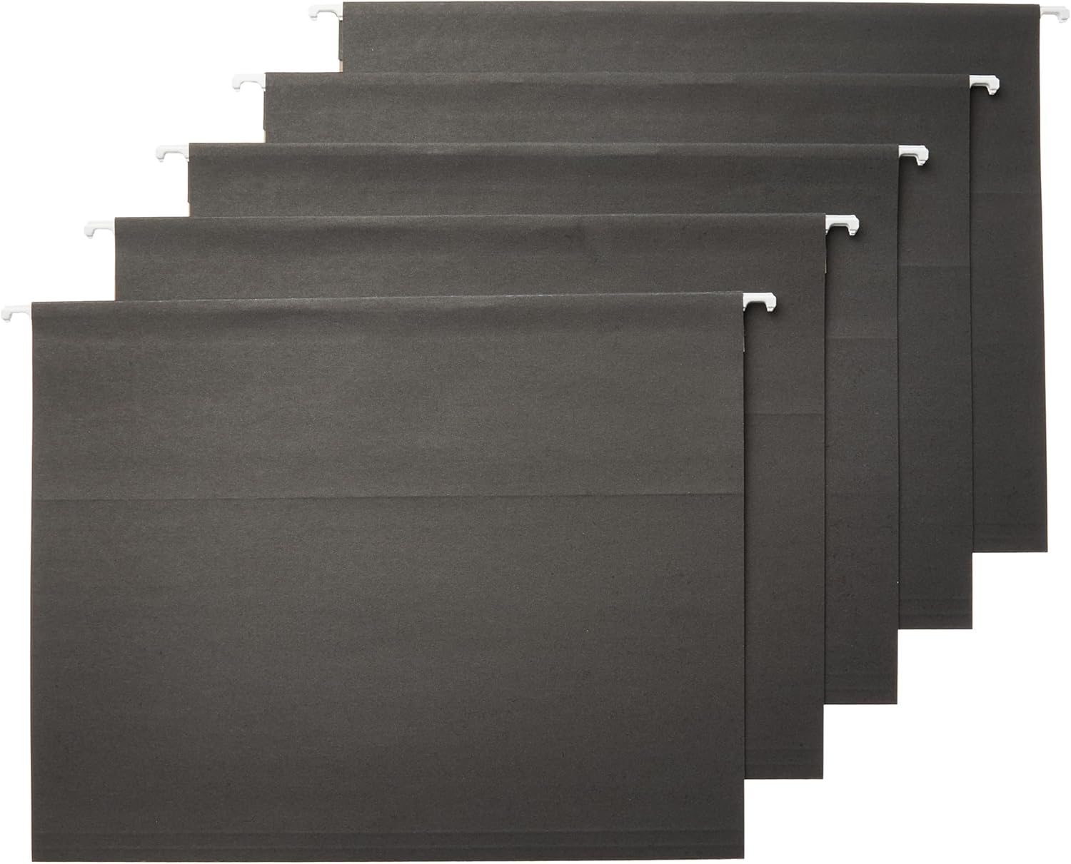 Amazon Basics Hanging File Folders, Letter Size, Black, 25-Pack