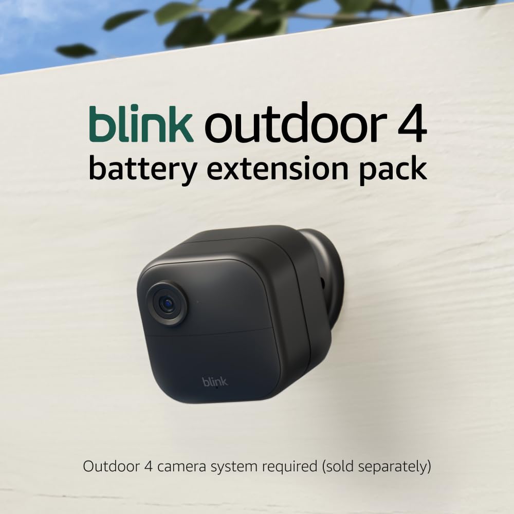 Blink Outdoor 4 (4th Gen) + Battery Extension Pack — Four-year battery wire-free smart security camera, two-way audio, HD live view, enhanced motion detection — 5 camera system