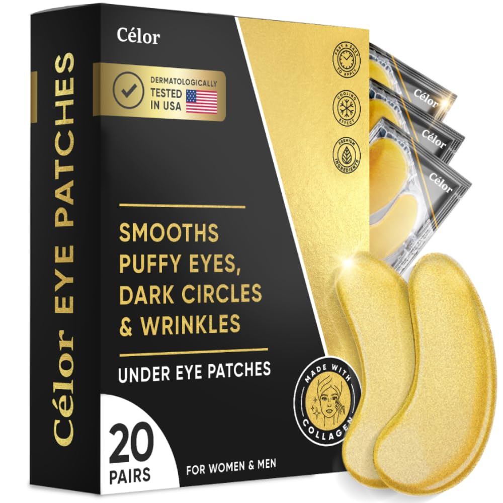 Celor Under Eye Patches for Puffy Eyes and Dark Circles – Eye Masks with Amino Acids & Collagen, Eye Care for Wrinkles – Birthday Gift for Women – Skincare Self Care – USA Tested (20 Pairs)