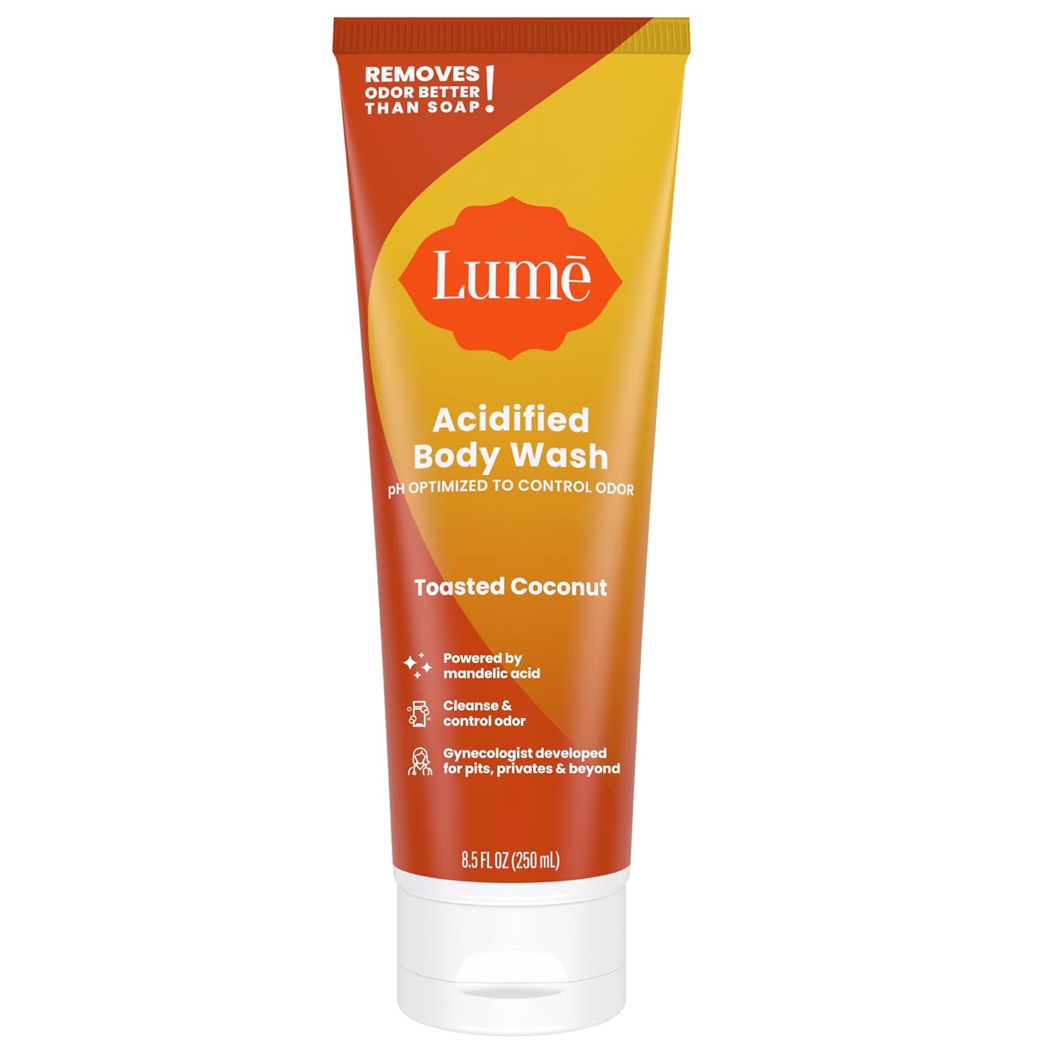 Lume Acidified Body Wash – 24 Hour Odor Control – Removes Odor Better than Soap – Moisturizing Formula – Formulated Without SLS or Parabens – OB/GYN Developed – 8.5 ounce (Toasted Coconut)