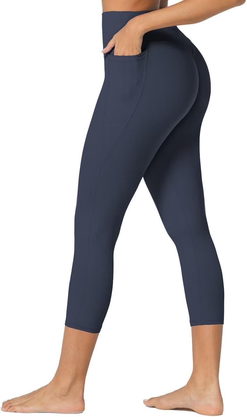 Sunzel Sunzfly Hidden Butt Scrunch Capri Leggings with Pockets for Women, High Waisted Cropped Yoga Pants with Tummy Control