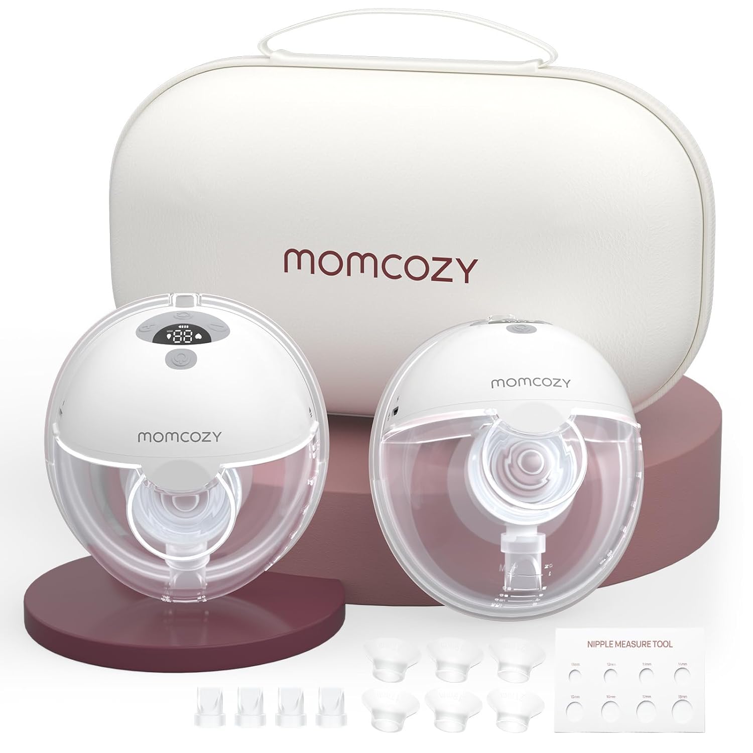 Momcozy Breast Pump Hands Free M5, Wearable Breast Pump of Baby Mouth Double-Sealed Flange with 3 Modes & 9 Levels, Electric Breast Pump Portable – 24mm, 2 Pack Quill Gray