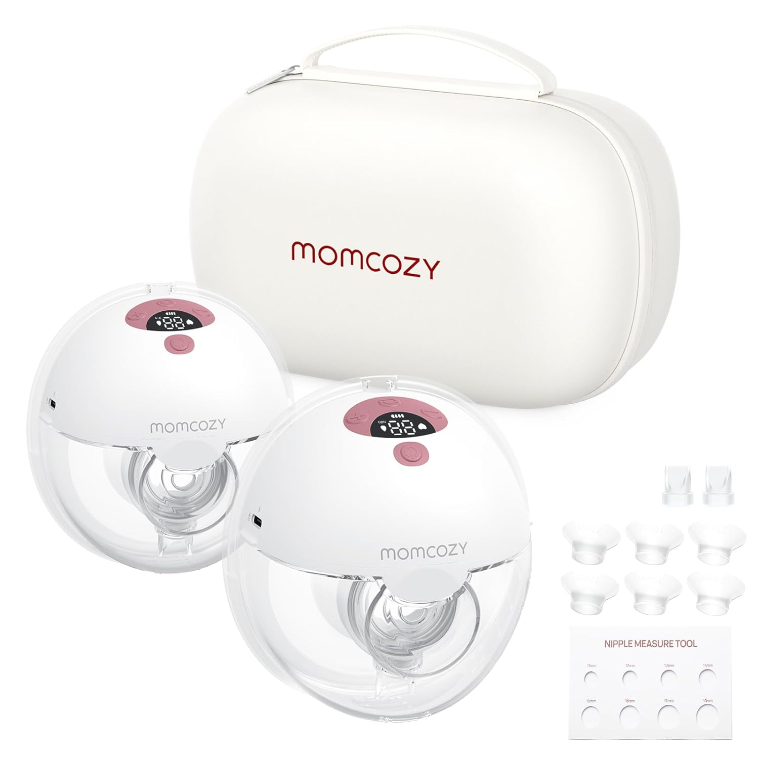 Momcozy Breast Pump Hands Free M5, Wearable Breast Pump of Baby Mouth Double-Sealed Flange with 3 Modes & 9 Levels, Electric Breast Pump Portable – 24mm, 2 Pack Cozy Red