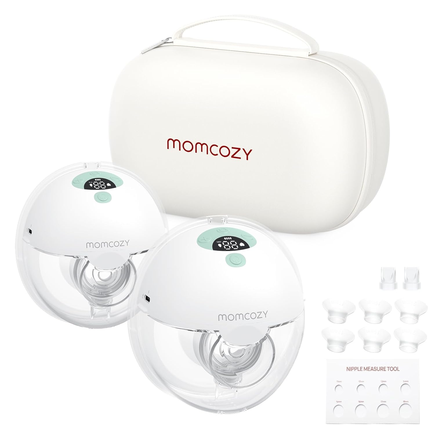 Momcozy Breast Pump Hands Free M5, Wearable Breast Pump of Baby Mouth Double-Sealed Flange with 3 Modes & 9 Levels, Electric Breast Pump Portable – 24mm, 2 Pack Mint