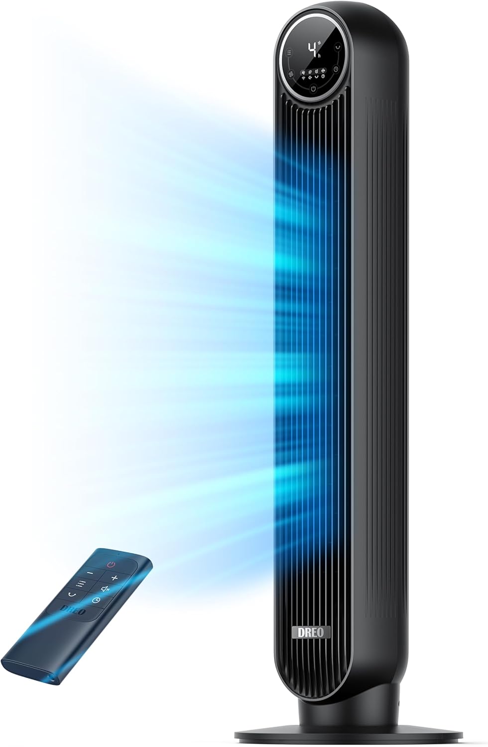 Dreo Tower Fan for Bedroom, 25ft/s Velocity Quiet Floor Fan, 90° Oscillating Fans for Indoors with 4 Speeds, 4 Modes, 8H Timer, Standing Fans, Bladeless Fan, Black, Nomad One (DR-HTF007)