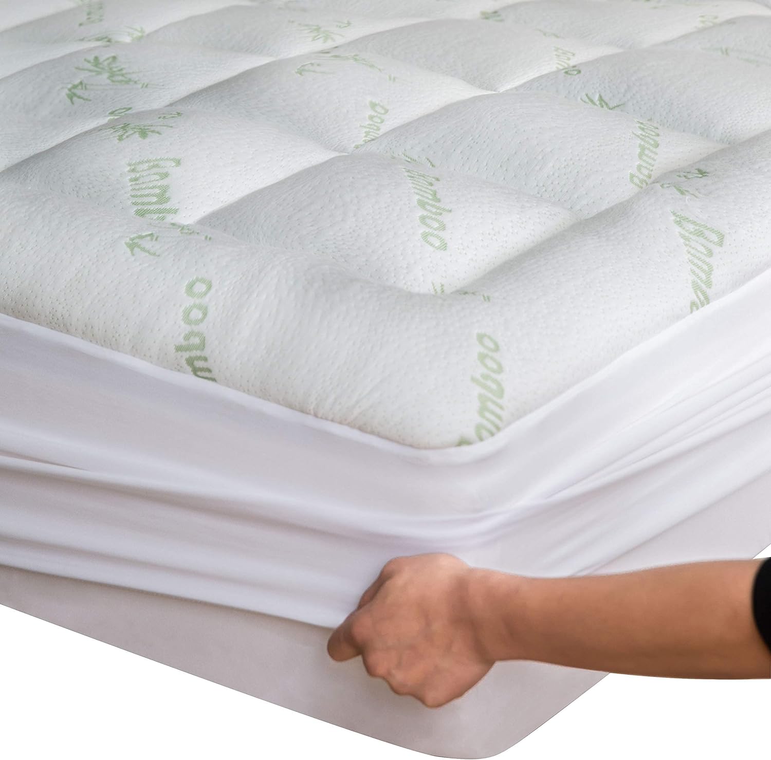 Viscose Made from Bamboo Queen Mattress Topper – Thick Cooling Breathable Pillow Top Mattress Pad for Back Pain Relief – Deep Pocket Topper Fits 8-20 Inches Mattress