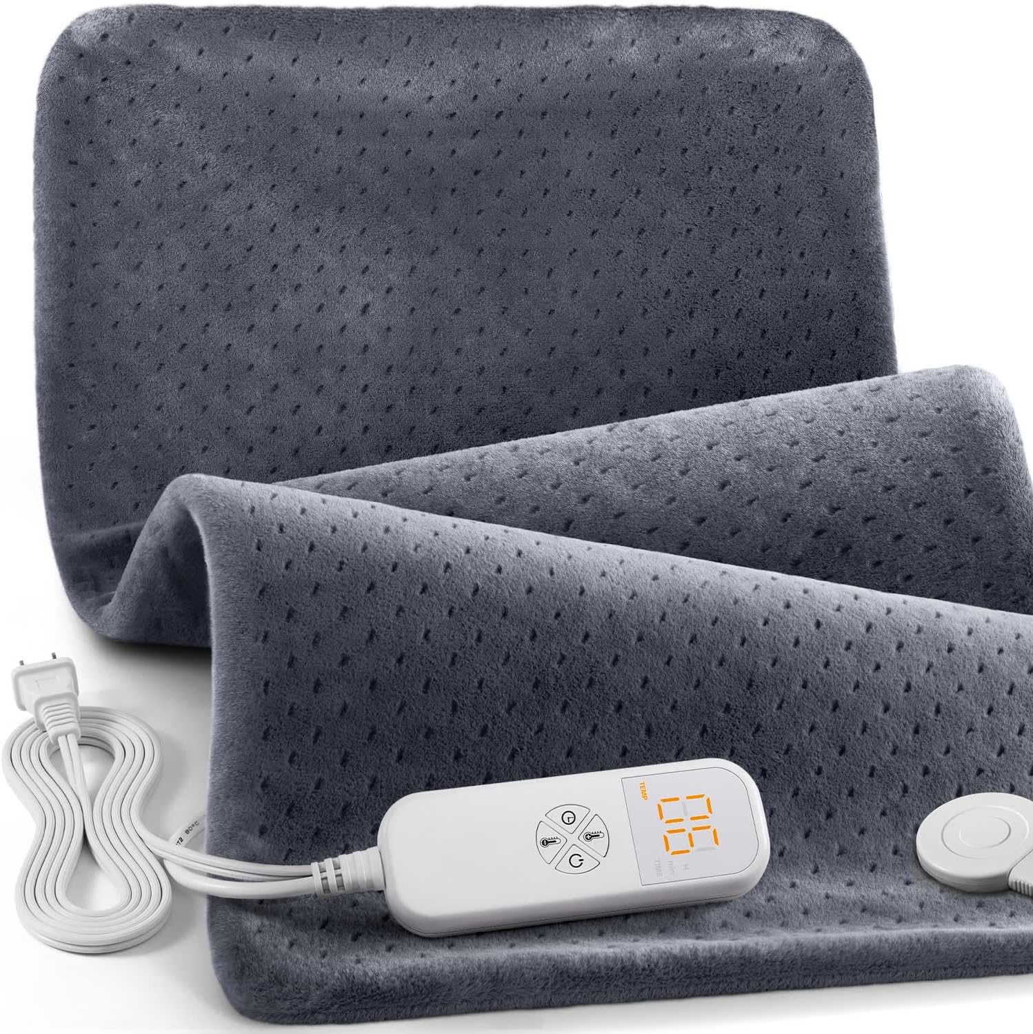 Heating Pad for Back Pain Relief, 33″x17″ Electric Heating Pad for Shoulder, Neck, Cramp, Menstrual Pain, Christmas Gifts for Women Men Mom Dad – 6 Heat Settings and Auto-Off, Moist/Dry Heat pad, Gray