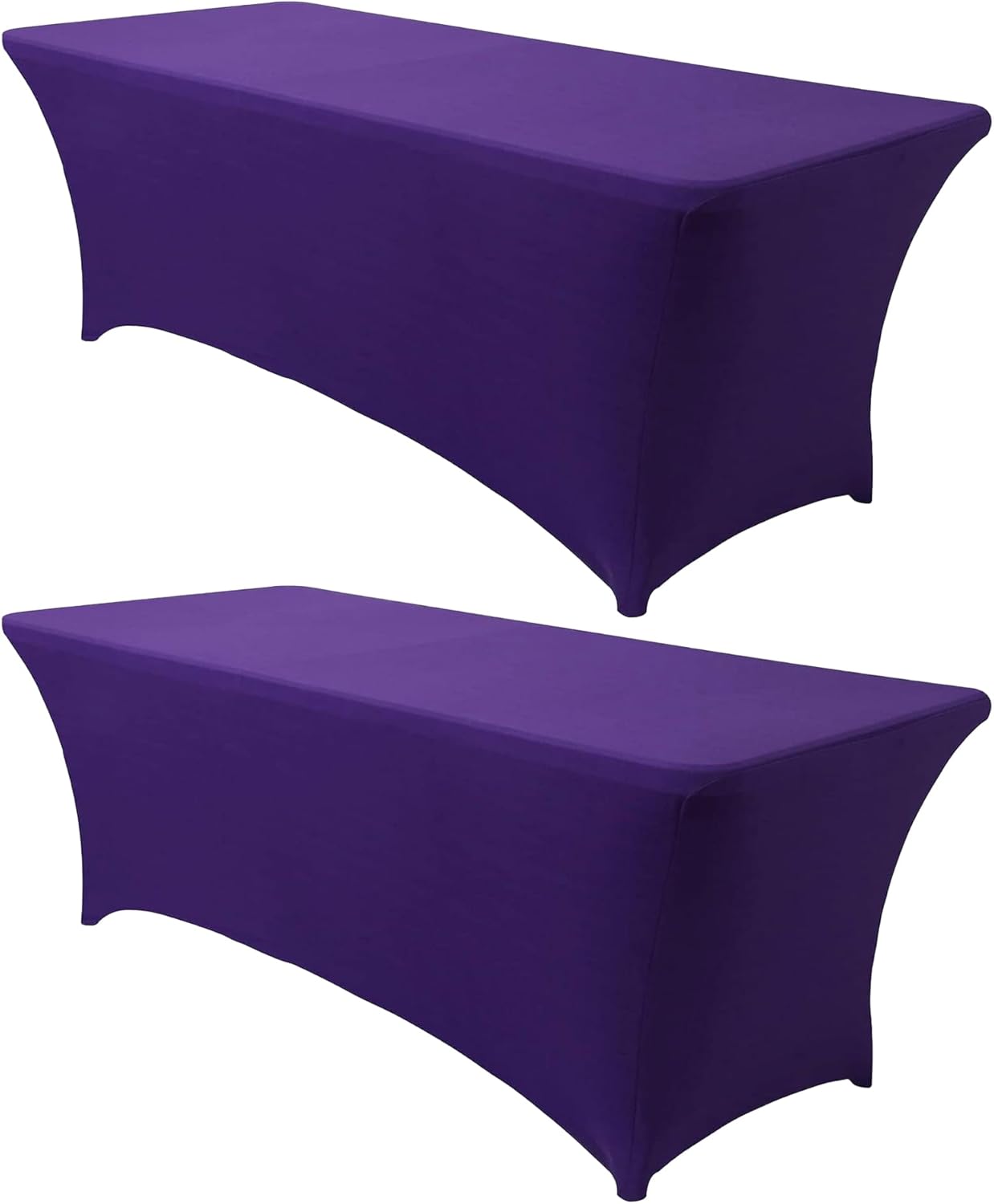 Obstal 6ft Spandex Table Cover for Standard Folding Tables – 2 Pack- Rectangular Fitted Tablecloth for Halloween Party Holiday Decorations, 72L x 30W x 30H Inches, Dark Purple