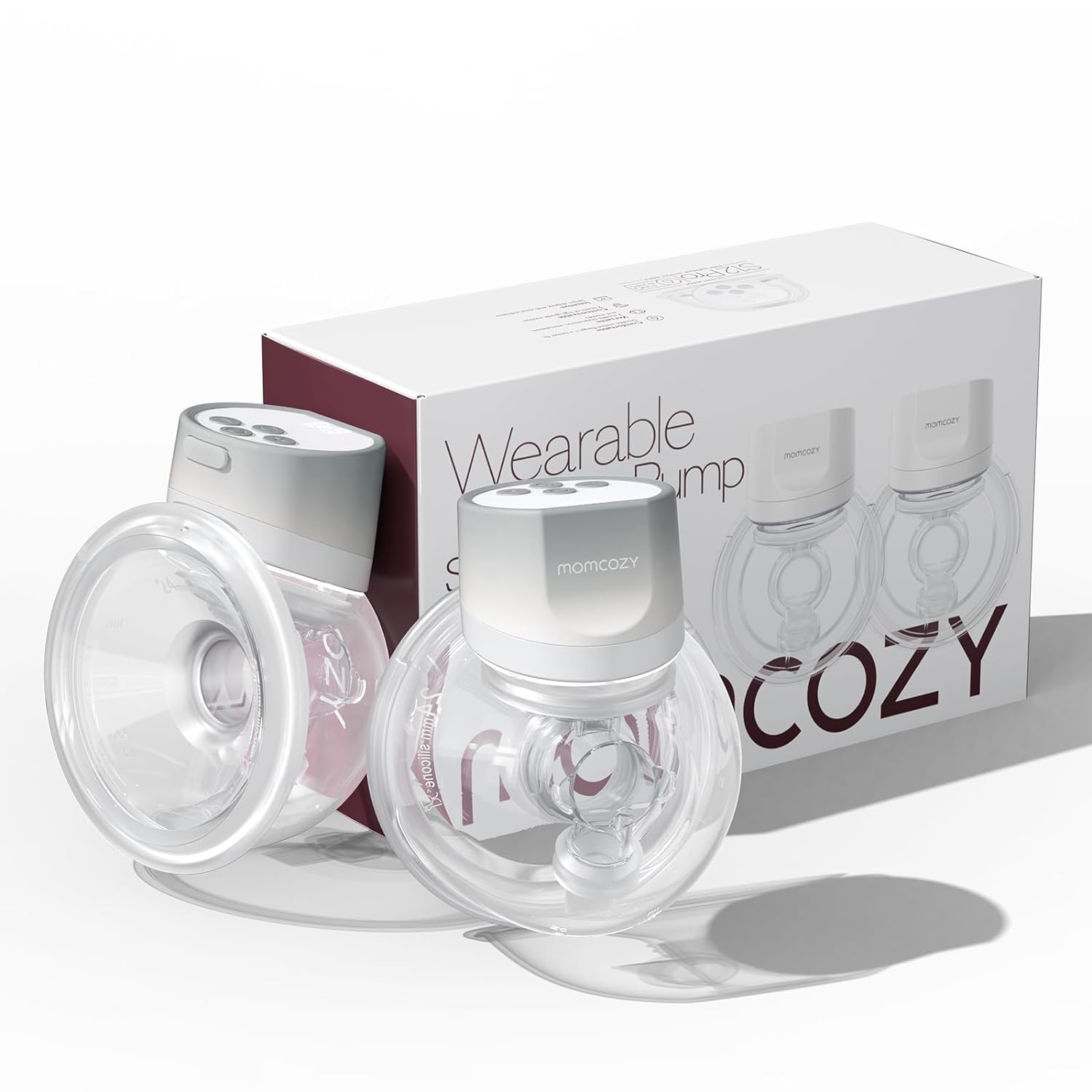 Momcozy Hands-Free Breast Pump S12 Pro, Wearable & Portable Pump with Soft DoubleFit Flange, 3 Modes | 9 Levels Double Electric Pump, Smart Display, 24mm, 2 Pack, Cozy Grey