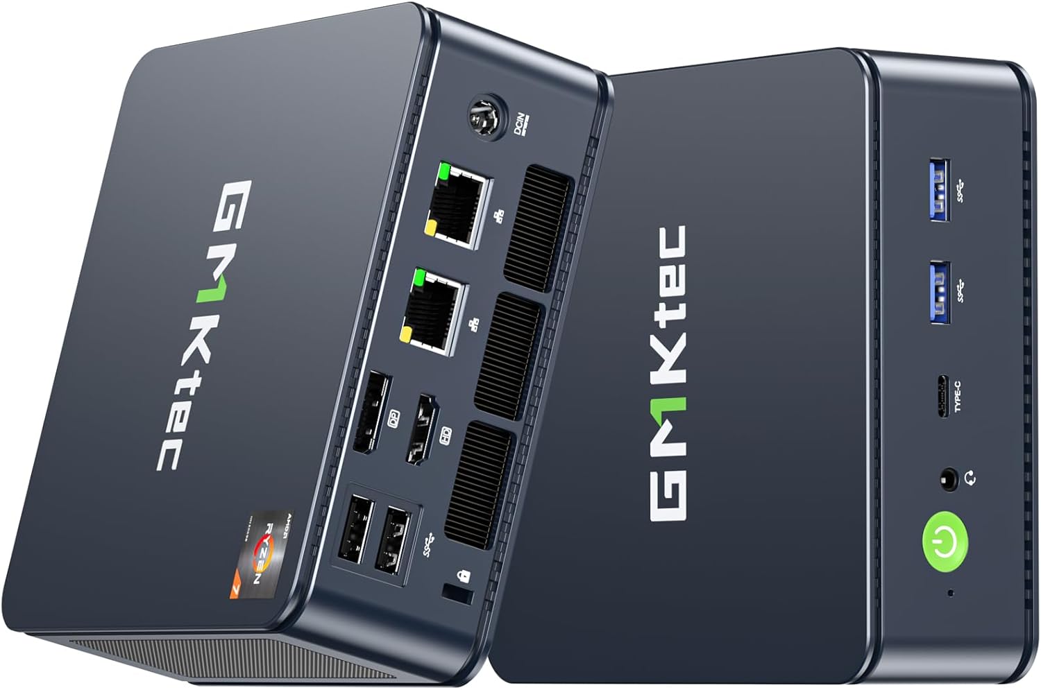 GMKtec Mini PC 5825U, M5 Plus Dual LAN 2.5G Desktop Computer Windows 11 Pro, AMD Ryzen 7 5825U (8C/16T 4.50Ghz), 32G DDR4 RAM + 1TB Hard Drive PCle SSD, WiFi 6E, USB3.2, USB-C, BT 5.2, DP, HDMI