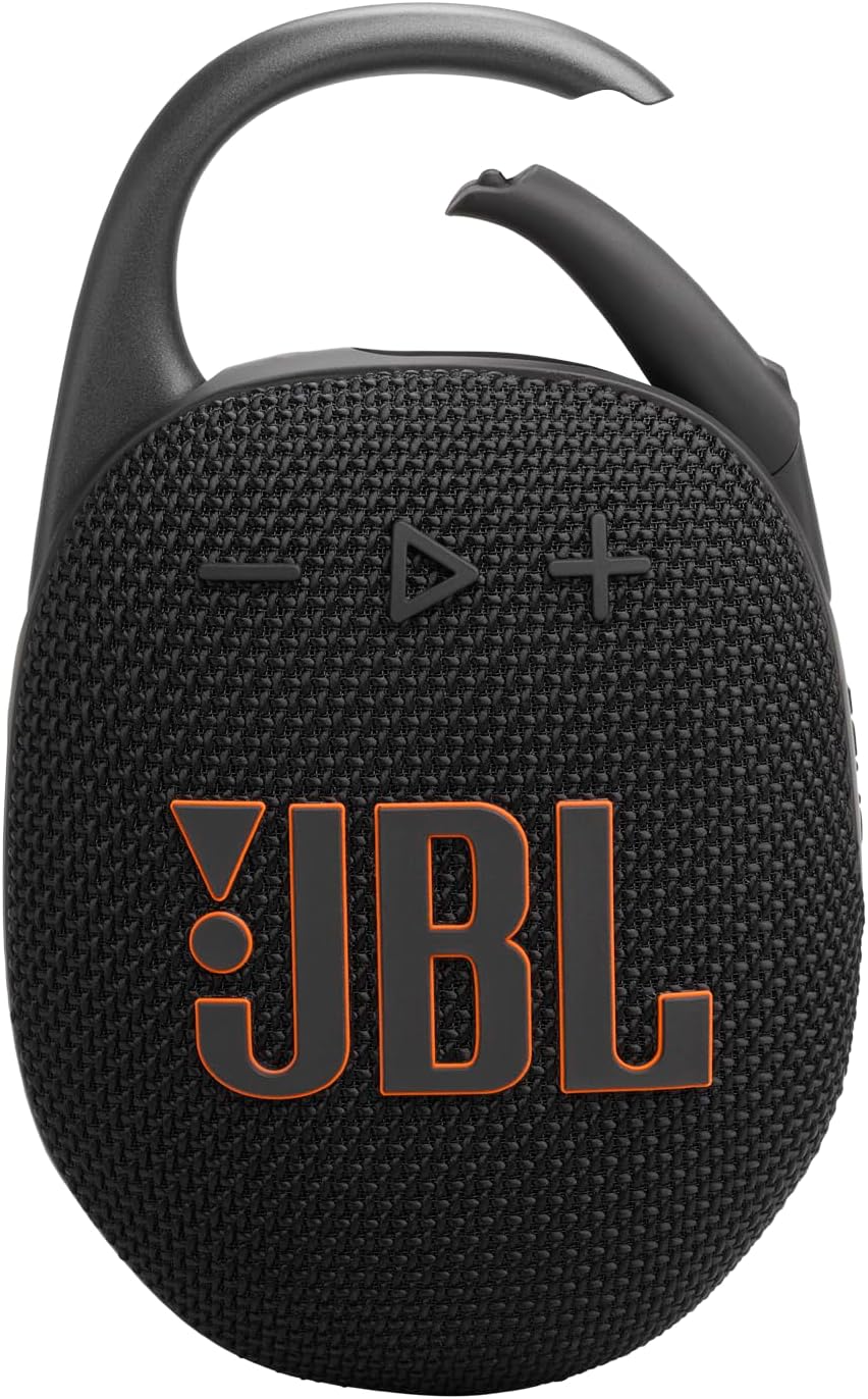 JBL Clip 5 – Ultra-Portable, Waterproof & Dustproof Bluetooth Speaker, Big Pro Sound with Punchy bass, Integrated Carabiner, Up to 12 Hours of Play, Made in Part with Recycled Materials (Black)
