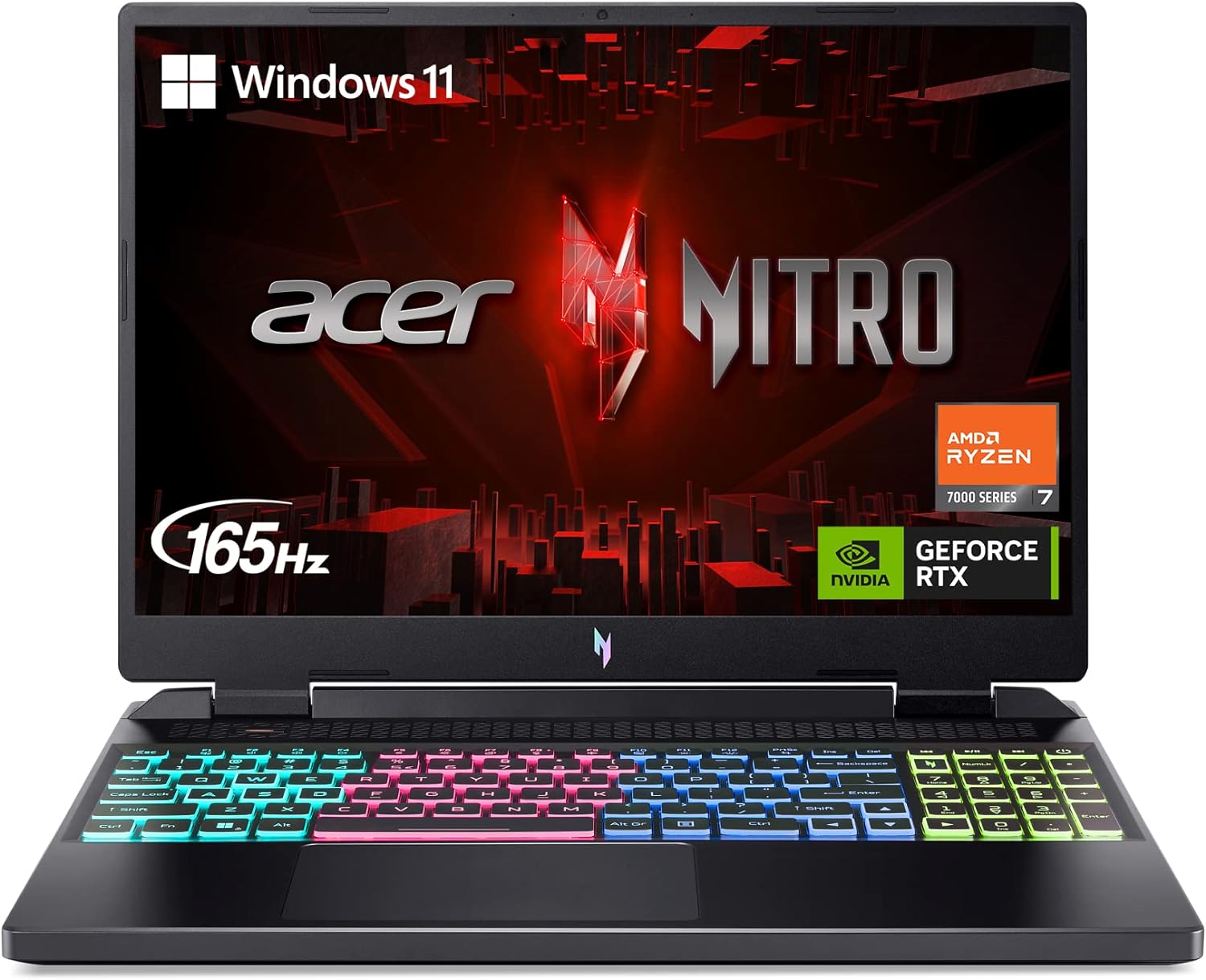 Acer Nitro 16 Gaming Laptop | AMD Ryzen 7 7840HS OctaCore CPU | NVIDIA GeForce RTX 4060 Laptop GPU | 16″ WUXGA 165Hz IPS Display | 16GB DDR5 | 1TB Gen 4 SSD | WiFi 6E | RGB Backlit KB | AN16-41-R4CY
