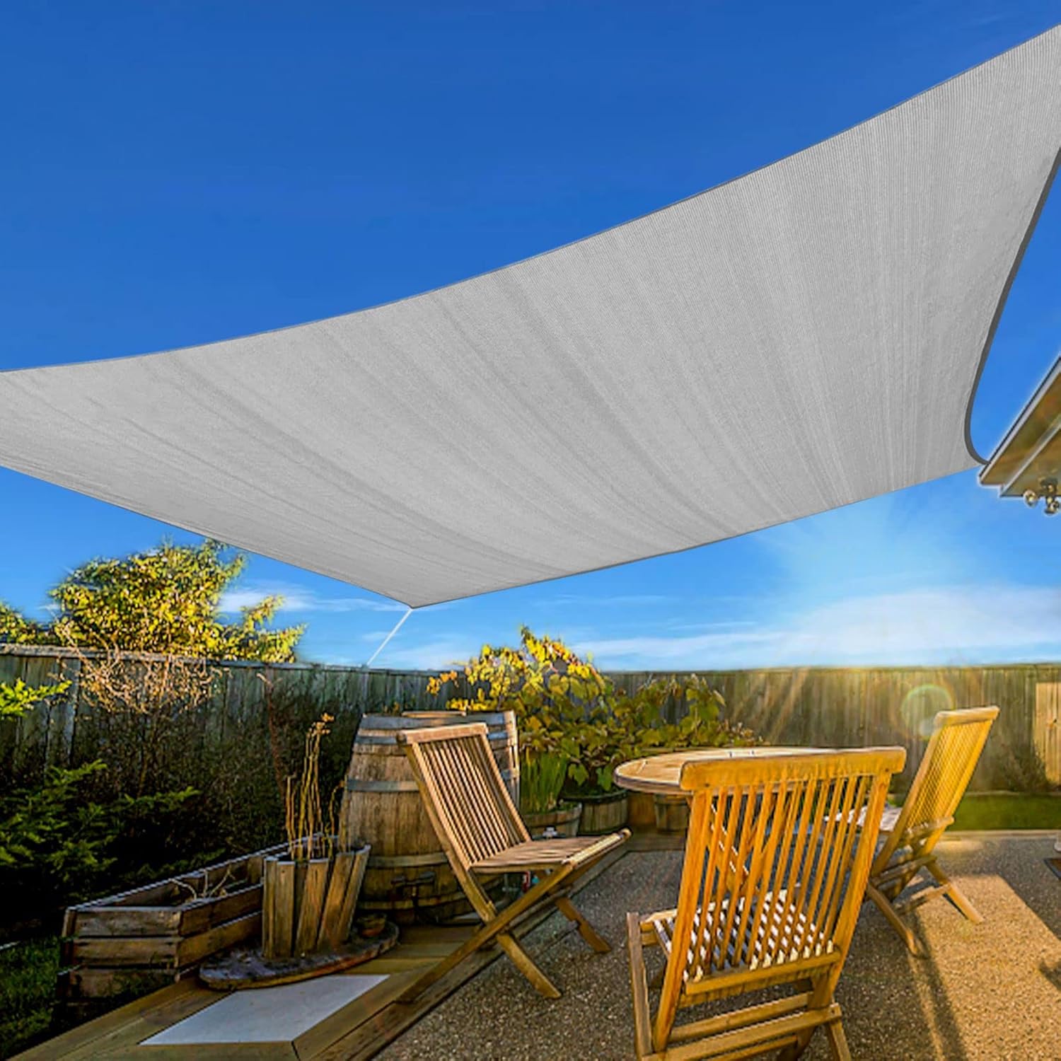 Artpuch 8’x10′ Sun Shade Sail Curved Commercial Outdoor Shade Cover Light Grey Rectangle Heavy Duty Permeable 185GSM Backyard Shade Cloth for Patio Garden Sandbox (We Make Custom Size)