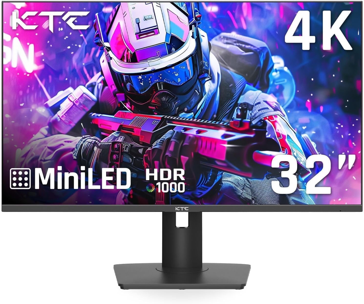 KTC 32 Inch 4K Mini LED Monitor, Fast IPS, HDR1000 144Hz 1ms MPRT Gaming Monitor,Type-C 45W, HDMI/DP/USB,RGB Light, Swivel/Height/Tilt Adjust, VESA, Computer Monitor for Gaming & Designer
