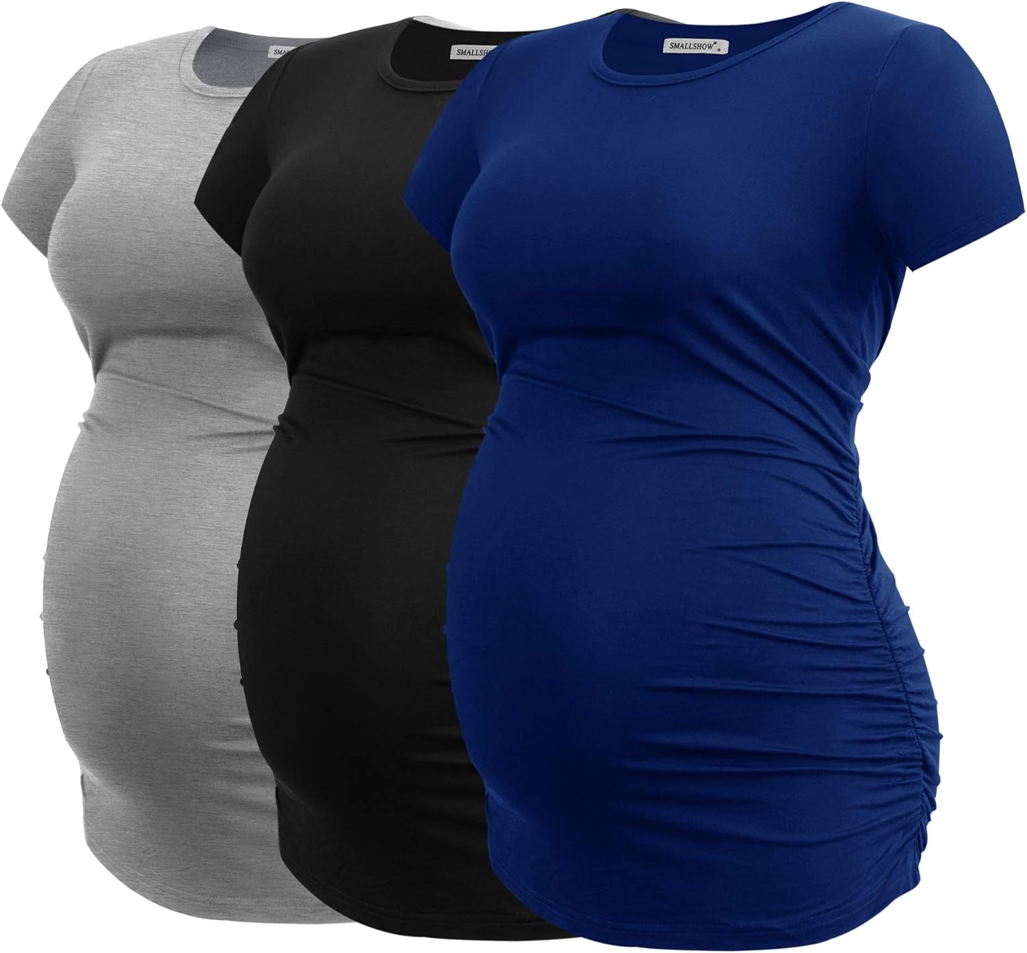 Smallshow Women’s Maternity Tops Side Ruched Tunic T-Shirt Pregnancy Clothes