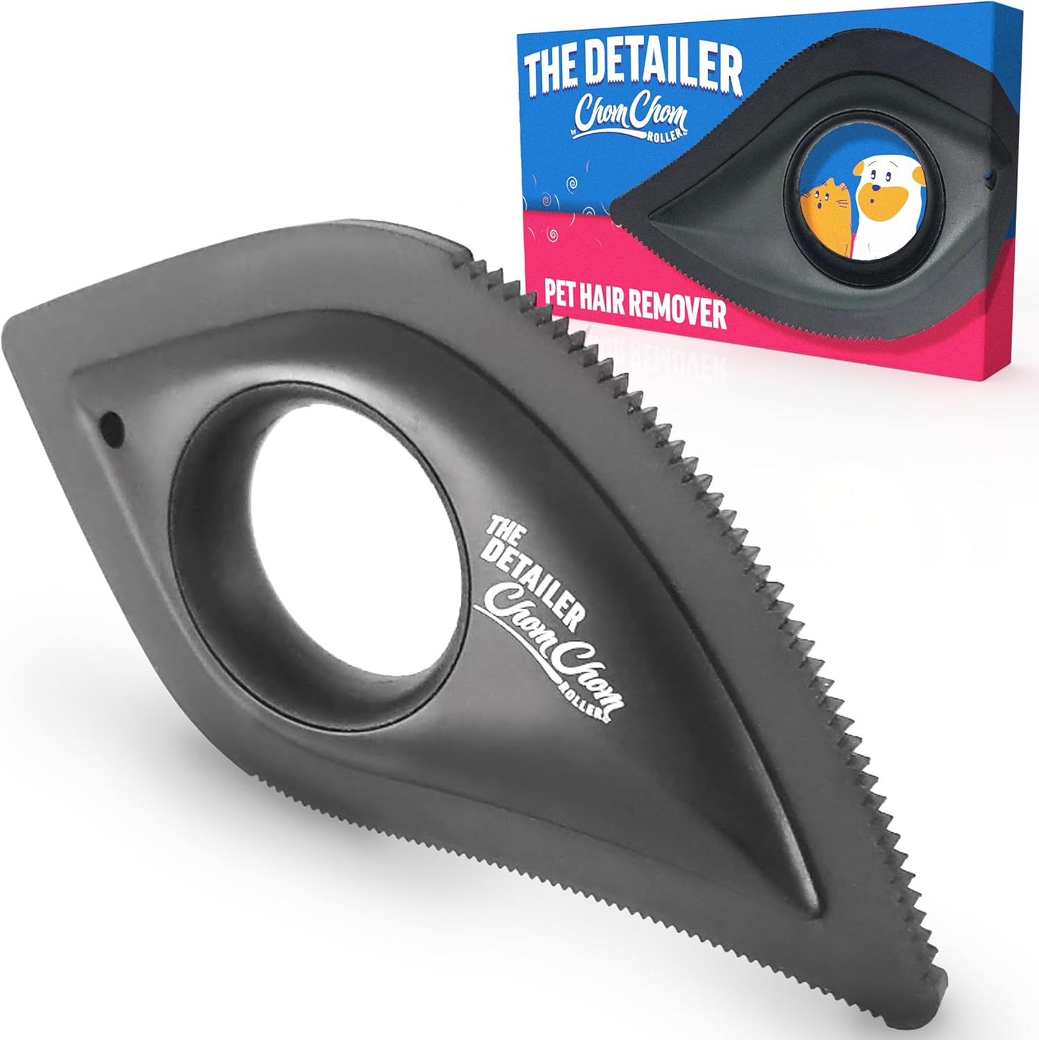 Chom Chom Detailer- Scraper for Pet Hair Remover and Lint – Great for CAR – Cat and Dog Hair Remover for Couch, Furniture, Carpet, Clothing and Bedding – Travel Multi-Surface Fur Removal Tool