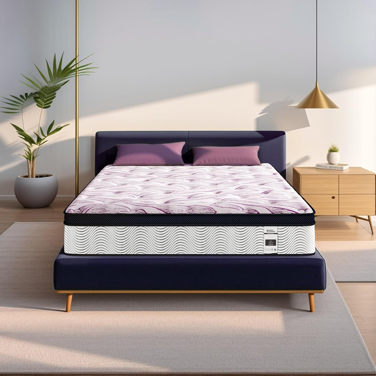 Teoanns Full Mattress, 10 Inch Memory Foam Mattress in a Box, Individually Wrapped Coils Pocket Springs Hybrid Mattress, Medium Firm for Supportive and Pressure Relief, 100-Night Trial