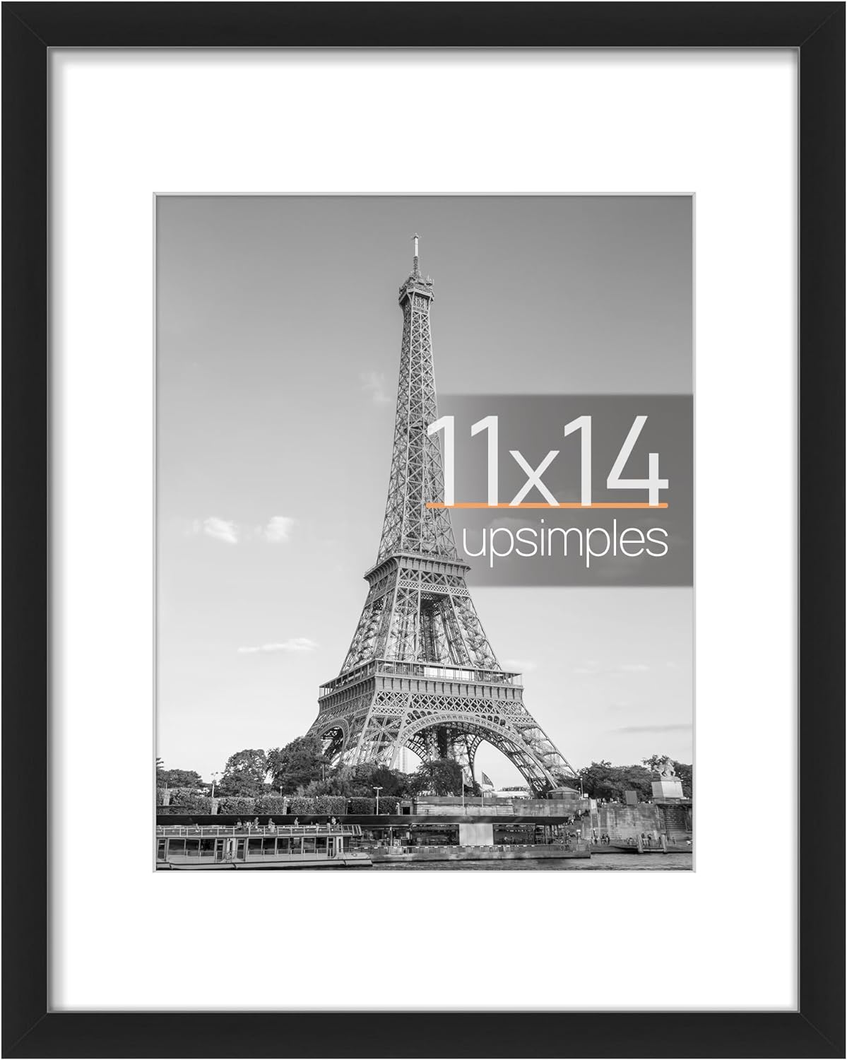 upsimples 8×10 Picture Frame, Display Pictures 5×7 with Mat or 8×10 Without Mat, Wall Hanging Photo Frame, Black, 1 Pack