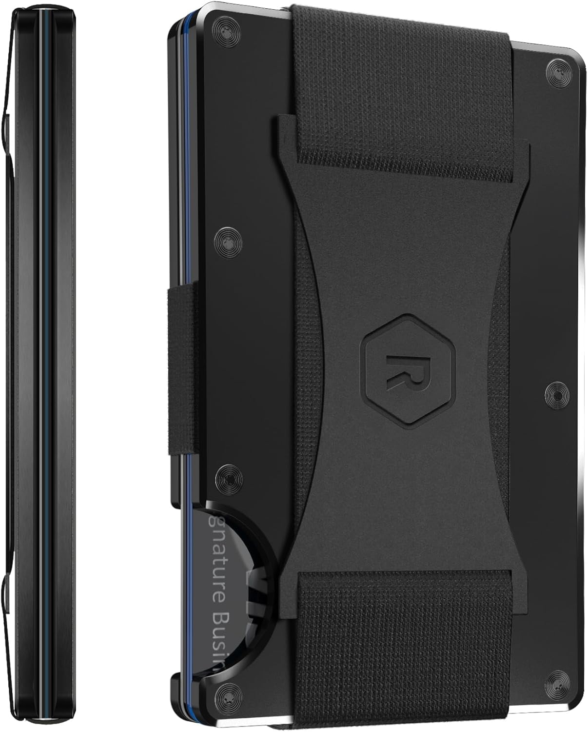 RIDGE wallets for men – The Ultimate RFID Wallet for Modern Dads – Slim, Stylish, and RFID Blocking – Aluminum Card & Cash Strap Wallet (Black)