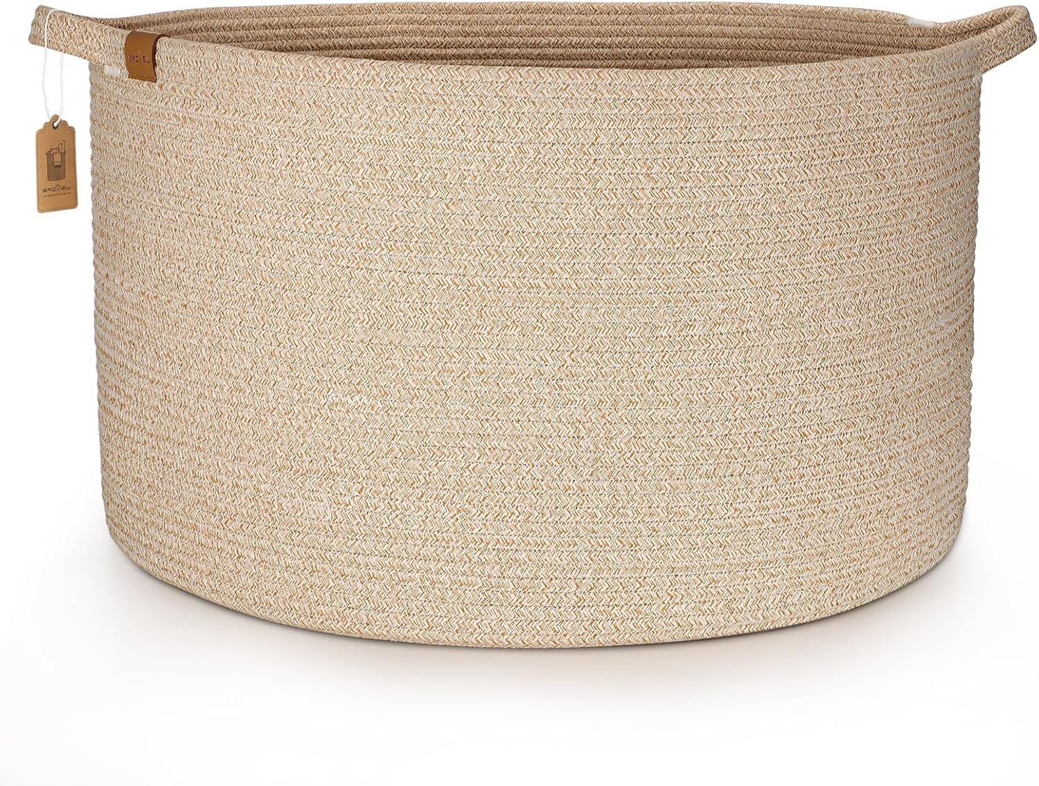 L5 Large Blanket Basket, 21.7x 21.7x 13.8 Cotton Rope Woven Basket with Handles, 83L Large Laundry Baskets Toy Basket Living Room Bedroom Large Organizing and Storage Basket, Brown