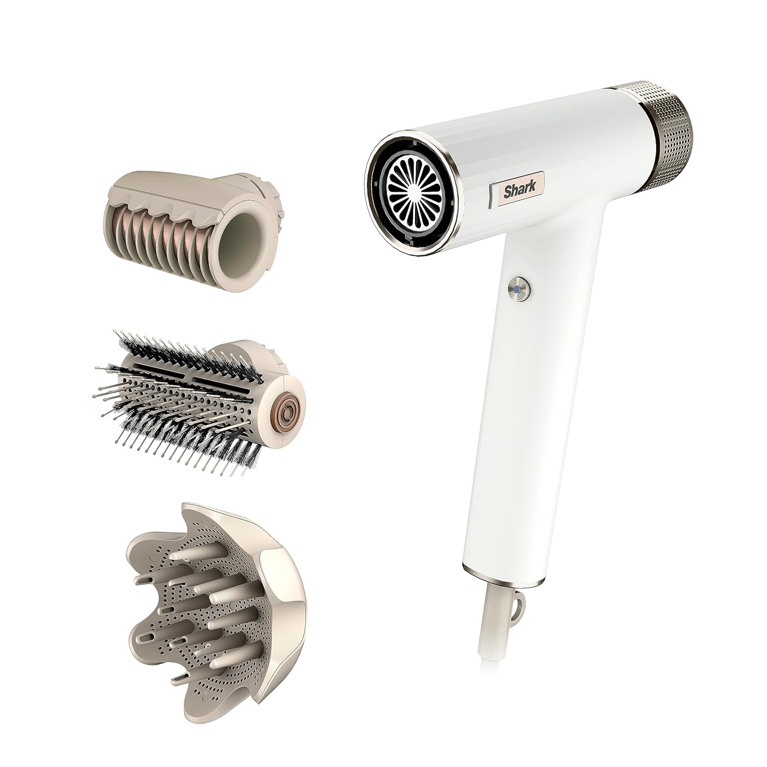 Shark Hair Dryer SpeedStyle RapidGloss Finisher and High-Velocity Dryer, Ionic Hair Blow Dryer with IQ Speed Styling and Drying Suite, No Heat Damage, Best for Curly and Coily Hair, Silk, HD332