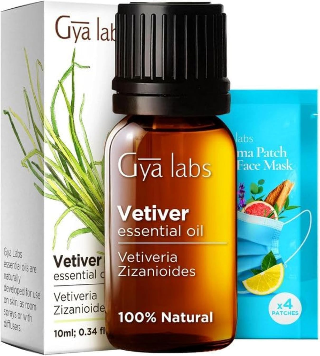 Gya Labs Calming Vetiver Essential Oil for Diffuser & Aromatherapy – Premium Vetiver Oil for Body Comfort – Vetiver Essential Oil for Candles Making Scent (0.34 fl oz)