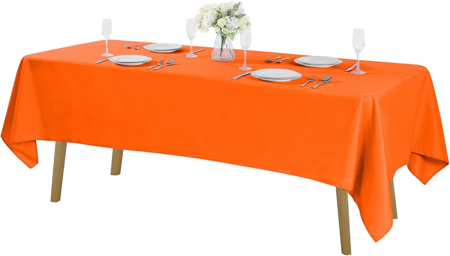 Rectangle Tablecloth 60×102 inch Washable Polyester Fabric Table Cloth for Wedding Party Dining Banquet Decoration（60×102, Orange）