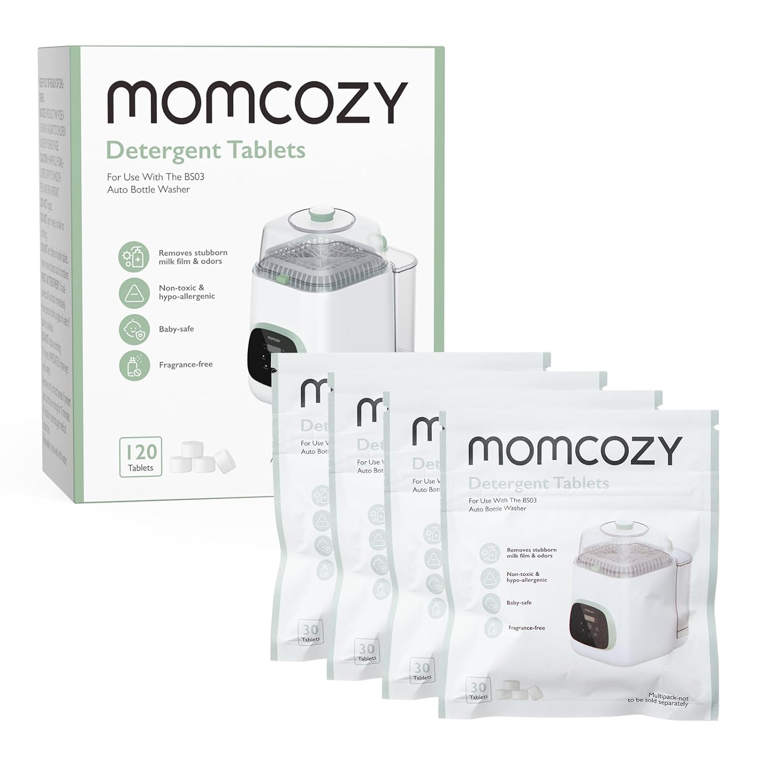 Momcozy Official Washing Block for Momcozy KleanPal Pro Baby Bottle Washer, 120 Tablets