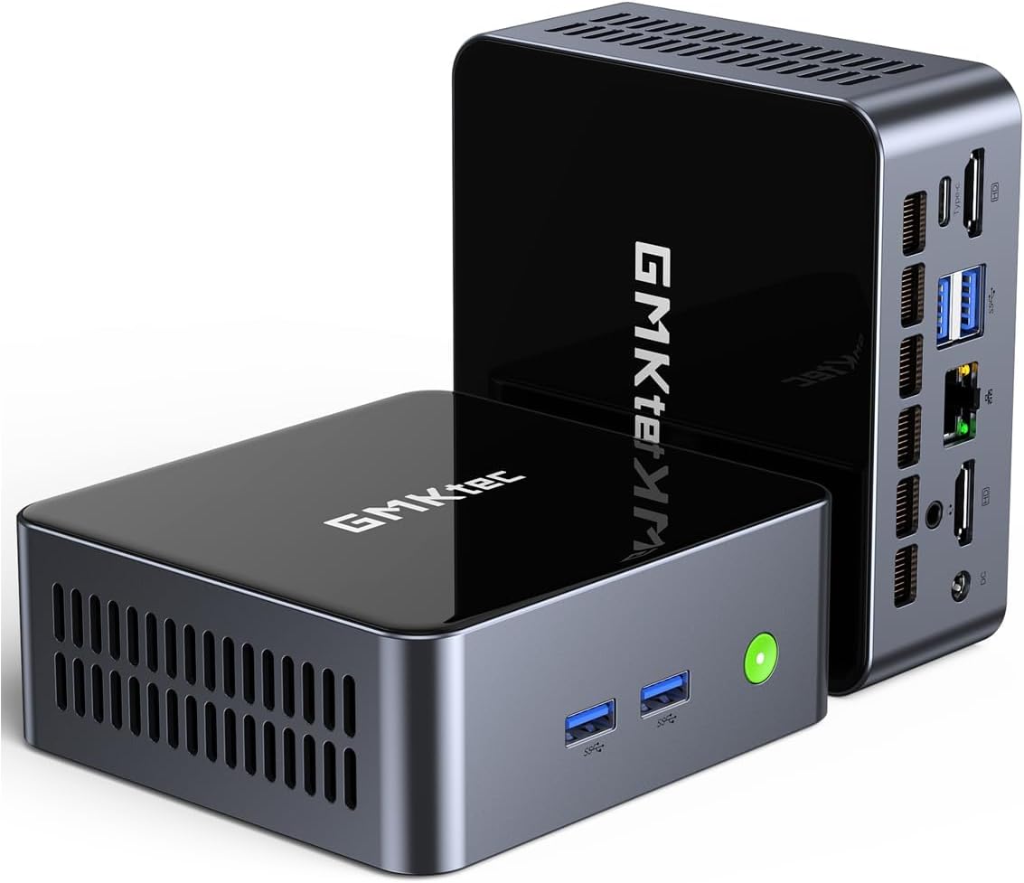 GMKtec Mini PC Intel i7-1195G7(Up to 5.0GHz) 16GB DDR4 1TB SSD Windows 11 Pro, Mini Desktop Computers Dual SSD Slot, WiFi 6, USB3.2, BT 5.2, DP, HDMI, RJ45 2.5G