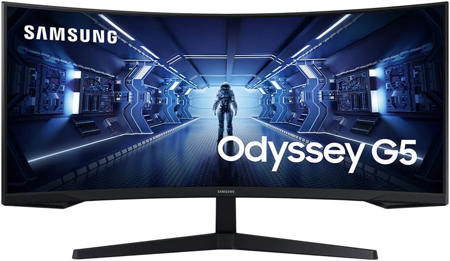 SAMSUNG 34″ Odyssey G5 Ultra-Wide Gaming Monitor with 1000R Curved Screen, 165Hz, 1ms, FreeSync Premium, WQHD, LC34G55TWWNXZA, 2020, Black