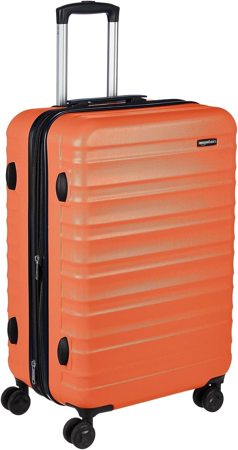 Amazon Basics Expandable Hardside Luggage, Suitcase with Wheels, 26-Inch Suitcase with Four Spinner Wheels and Scratch-Resistant Surface, Orange