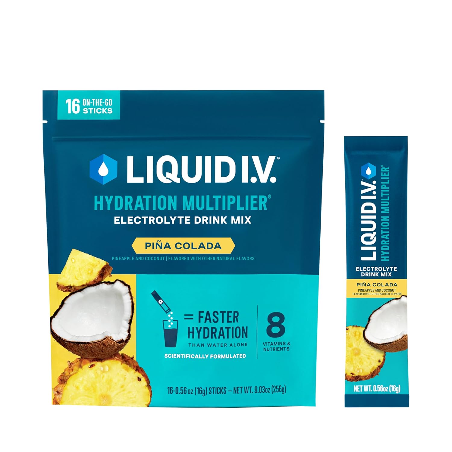 Liquid I.V.® Hydration Multiplier – Pina Colada | Electrolyte Powder Drink Mix | 1 Pack (16 Servings)