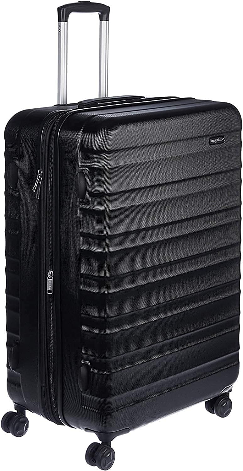 Amazon Basics Expandable Hardside Luggage, Suitcase with Wheels, 30-Inch Spinner with Four Spinner Wheels and Scratch-Resistant Surface, Black