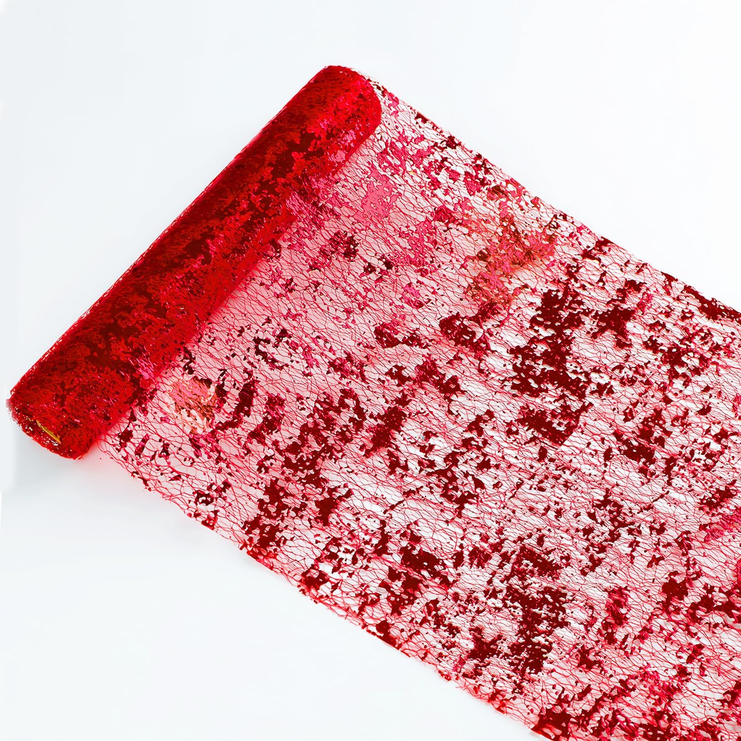 Snowkingdom 2 Pieces Red Table Runner Sequin Glitter Mesh Table Runner 11″x108″ Red Table Decorations for Wedding Party Valentine’s Day Christmas