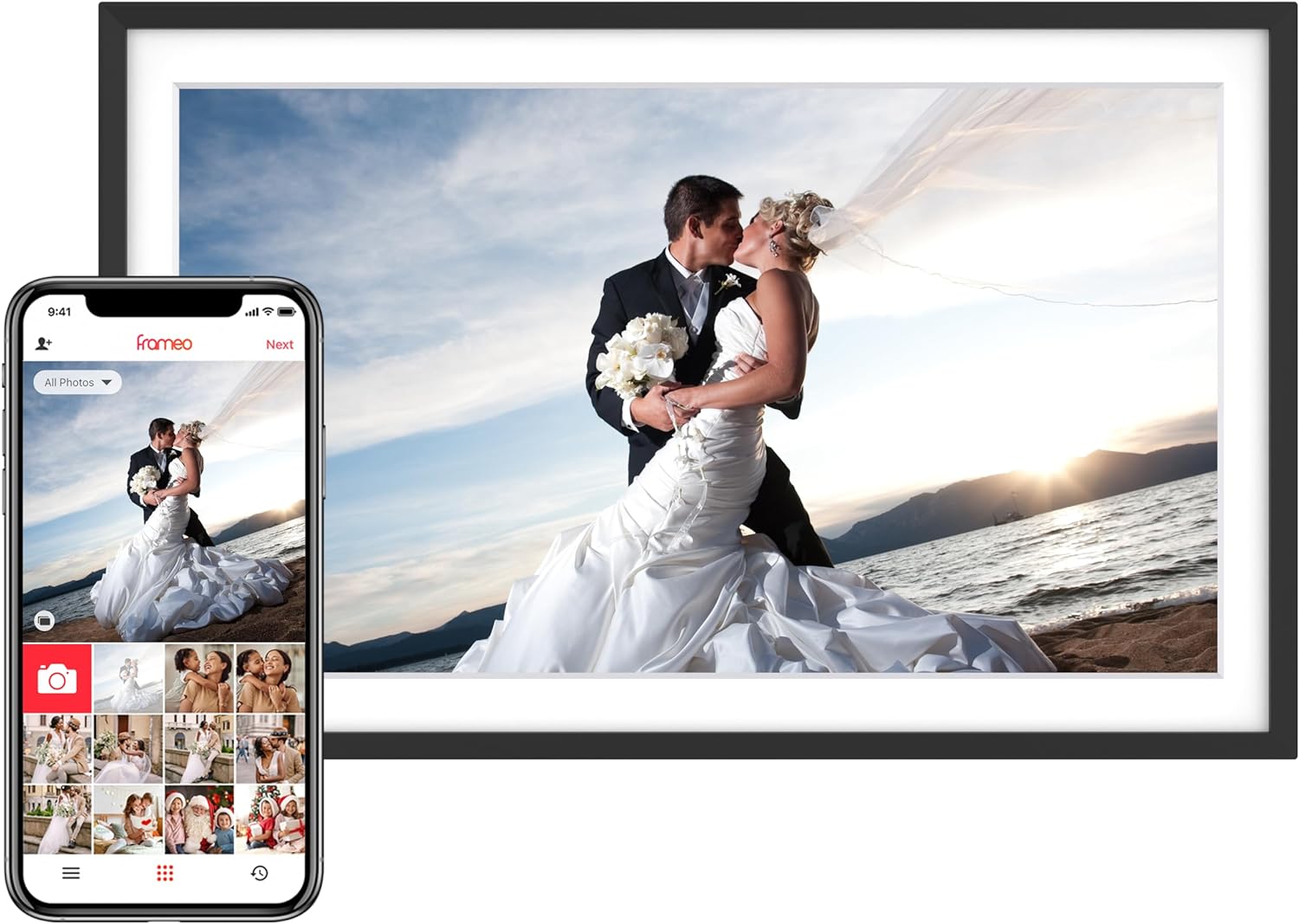 15.6” Digital Picture Frame with 1920×1080 IPS Touch Screen, 32GB Frameo WiFi Digital Photo Frame, Share Photos/Videos and Send Best Wishes via Free App