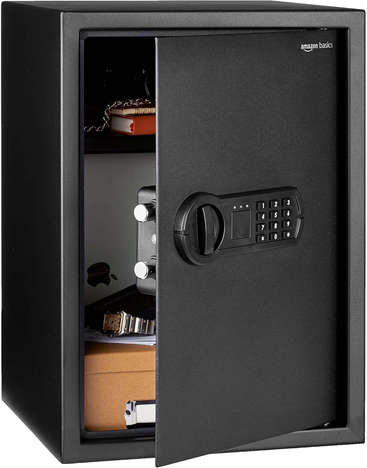 Amazon Basics Steel Home Security Electronic Safe with Programmable Keypad Lock, Secure Documents, Jewelry, Valuables, 1.8 Cubic Feet, Black, 13.8″W x 13″D x 19.7″H