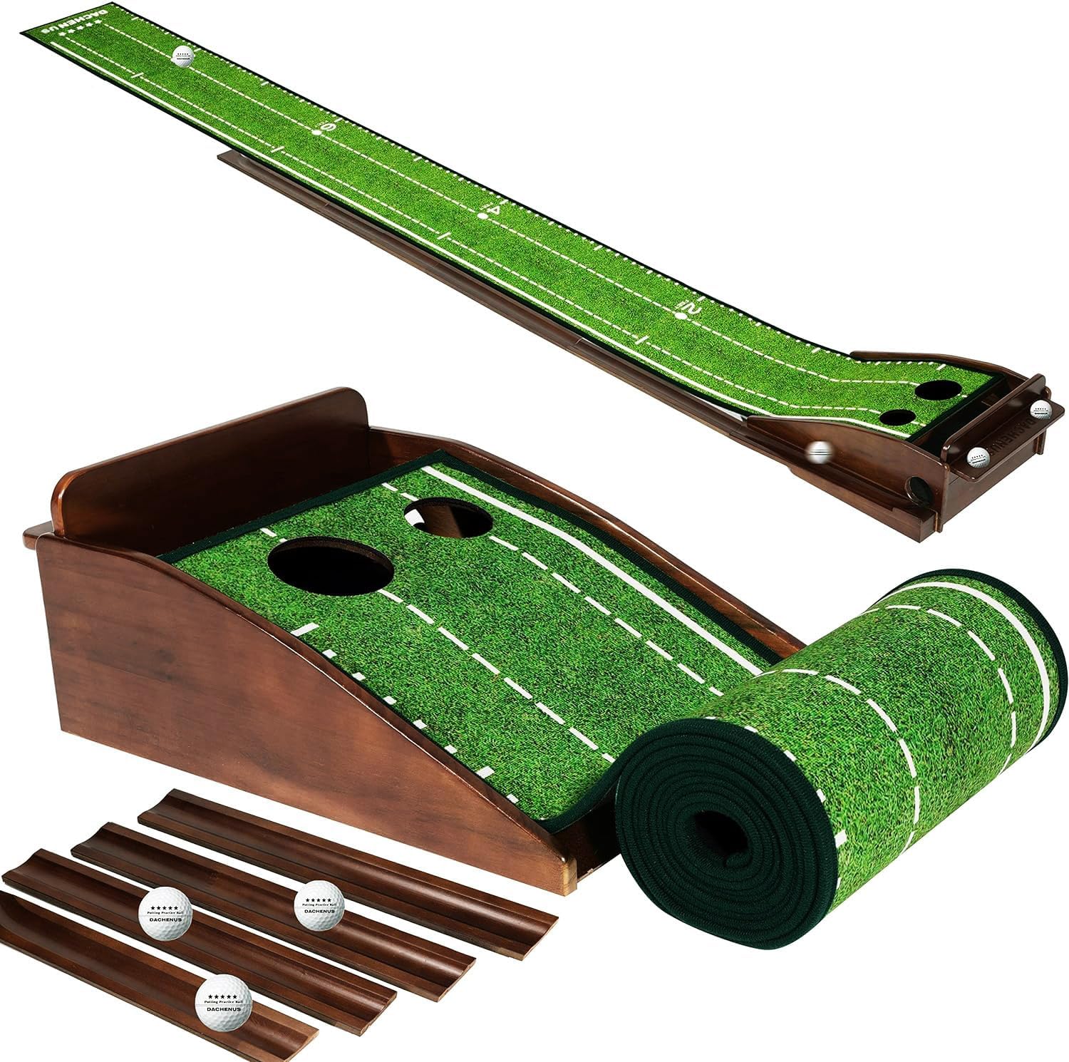 Putting Green Indoor Mat Outdoor Golf Putting Mat with Automatic Ball Return – Ideal for Home, Office, and Outdoor Use