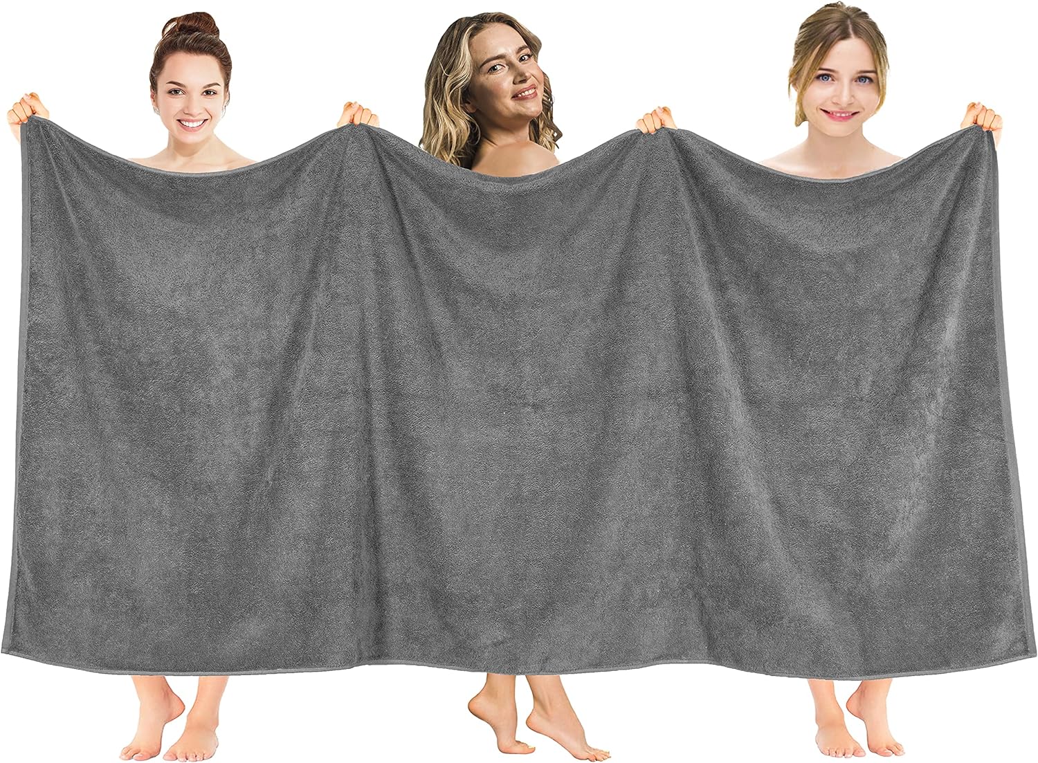 American Soft Linen Oversized Bath Sheet 40×80 Extra Large for Bathroom, 100% Cotton Turkish Jumbo Bathsheet Towels for Adults, Dark Gray Bath Sheet