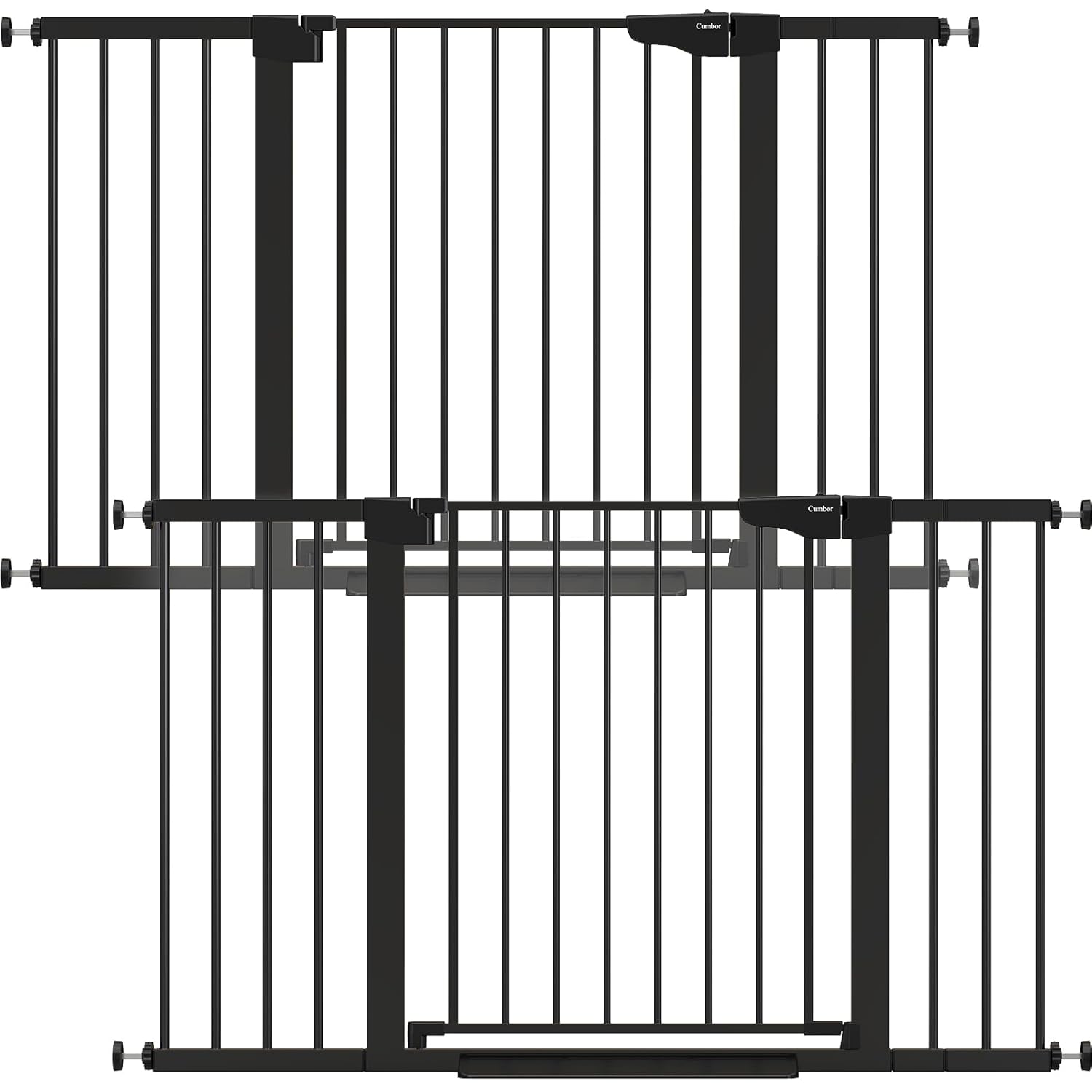 Cumbor 2 Pack 29.7-51.5″ Baby Gate Extra Wide, Easy Walk Thru Dog Gate for The House, Auto Close Safety Pet Gates for Stairs, Doorways, Child Gate with Door,Black, Mom’s Choice Awards Winner