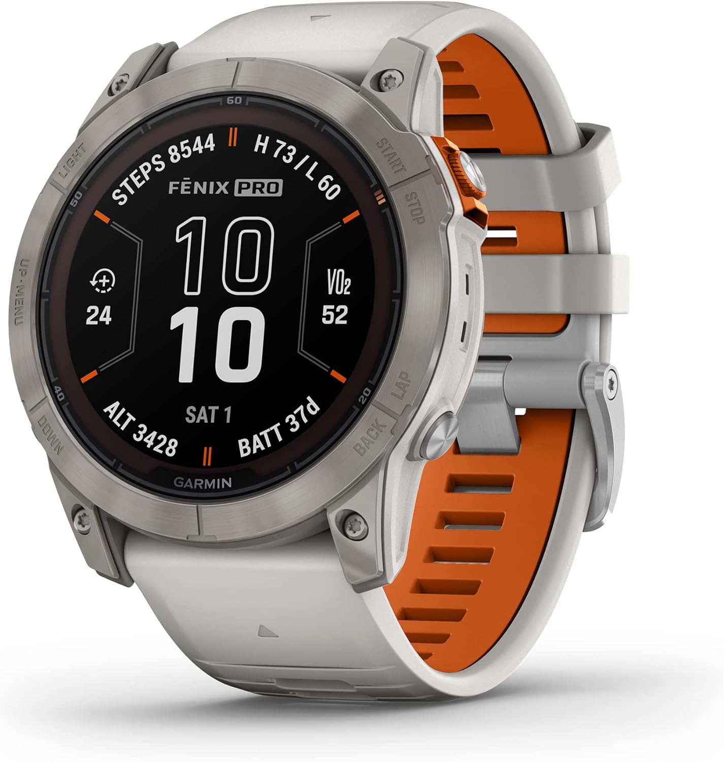 Garmin fēnix 7X Pro Sapphire Solar, Multisport GPS Smartwatch, Built-in Flashlight, Solar Charging Capability, Fog Gray/Ember Orange