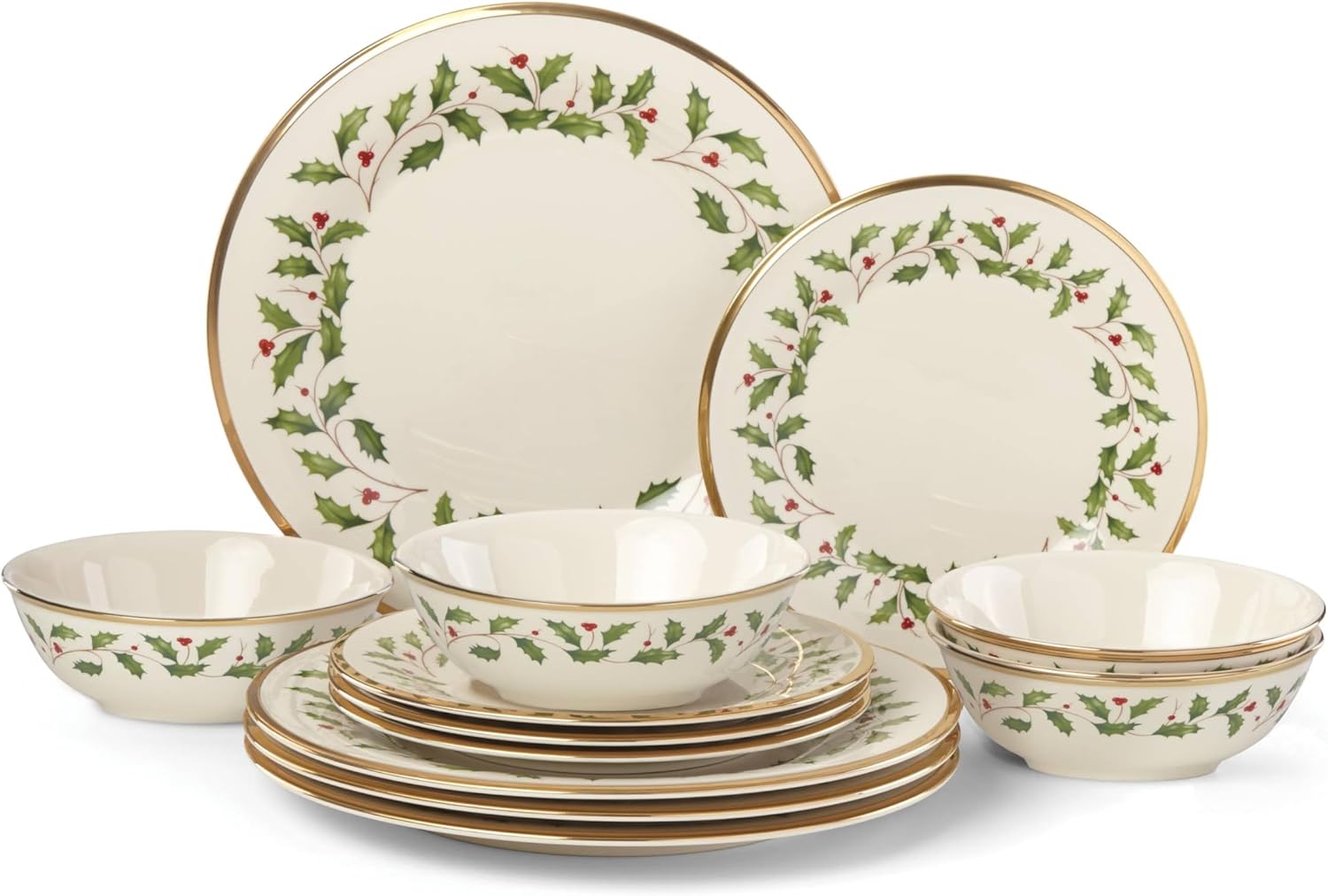 Lenox 893172 Holiday 12-Piece Plate and Bowl Set