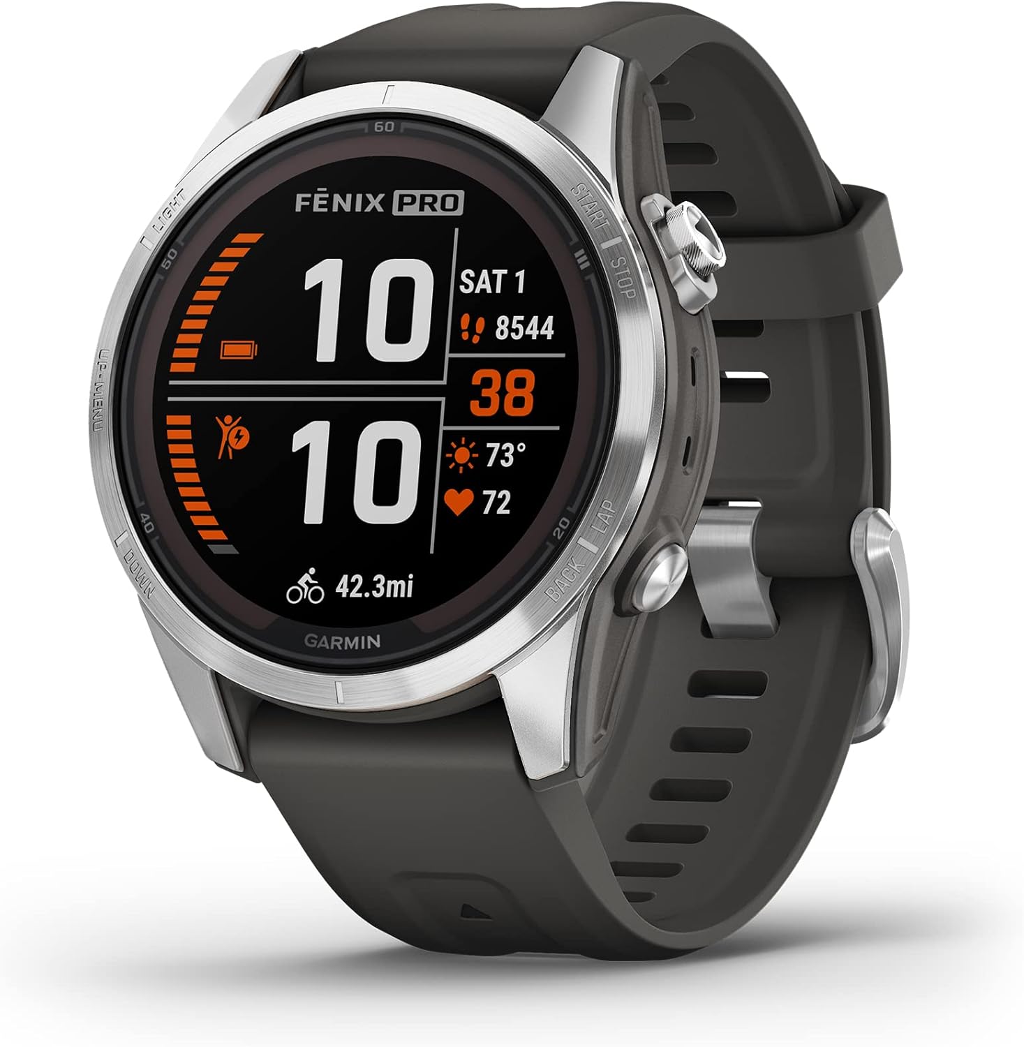 Garmin fēnix 7S Pro Solar, Multisport GPS Smartwatch, Built-in Flashlight, Solar Charging Capability, Graphite