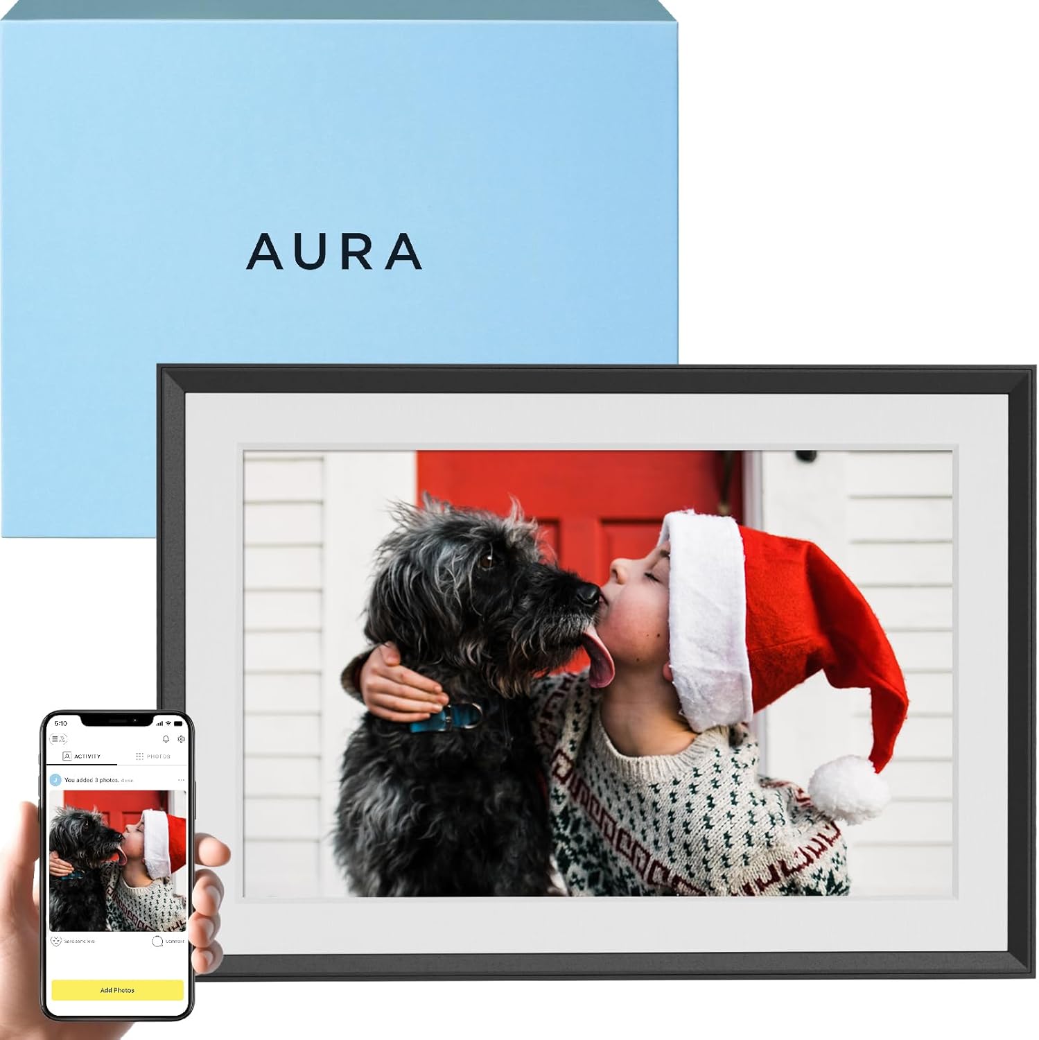 Aura Digital Picture Frame – 10.1″ HD Mat Display | Wirecutter’s Best Digital Frame for Gifting – Send Photos Directly from Your Phone from Anywhere | Quick & Easy Setup Over WiFi – Free App | Black