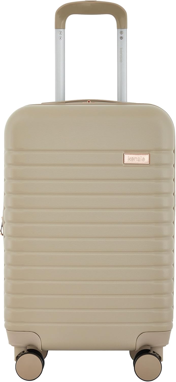 kensie 22″ Graceful Hardside Carry-On Luggage, Light Taupe