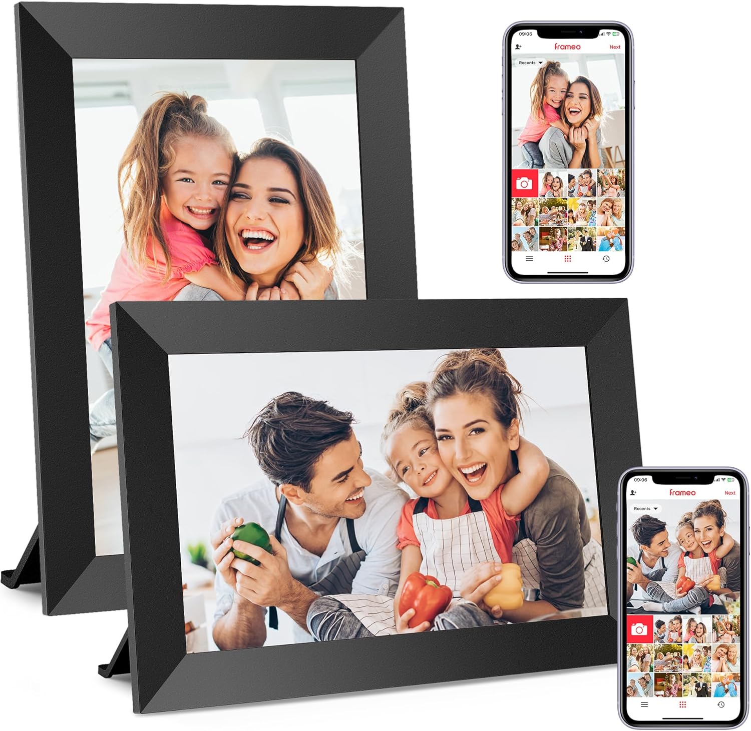 Frameo 10.1 Inch WiFi Digital Picture Frame, 1280×800 HD IPS Touch Screen Photo Frame Electronic, 32GB Memory, Auto-Rotate, Wall Mountable, Share Photos/Videos via Frameo App from Anywhere 2 Pack