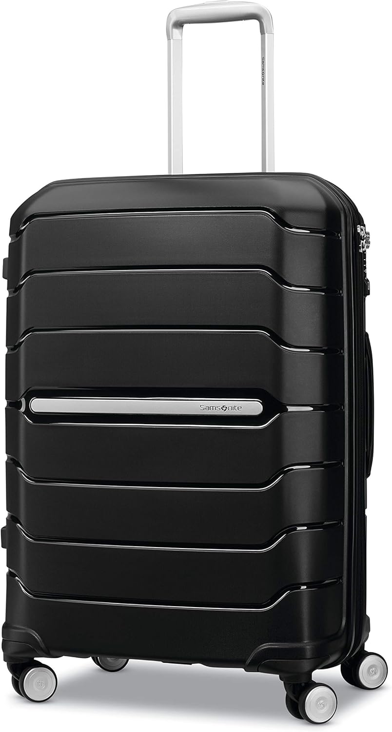 Samsonite Freeform Hardside Expandable with Double Spinner Wheels, Checked-Medium 24-Inch, Black
