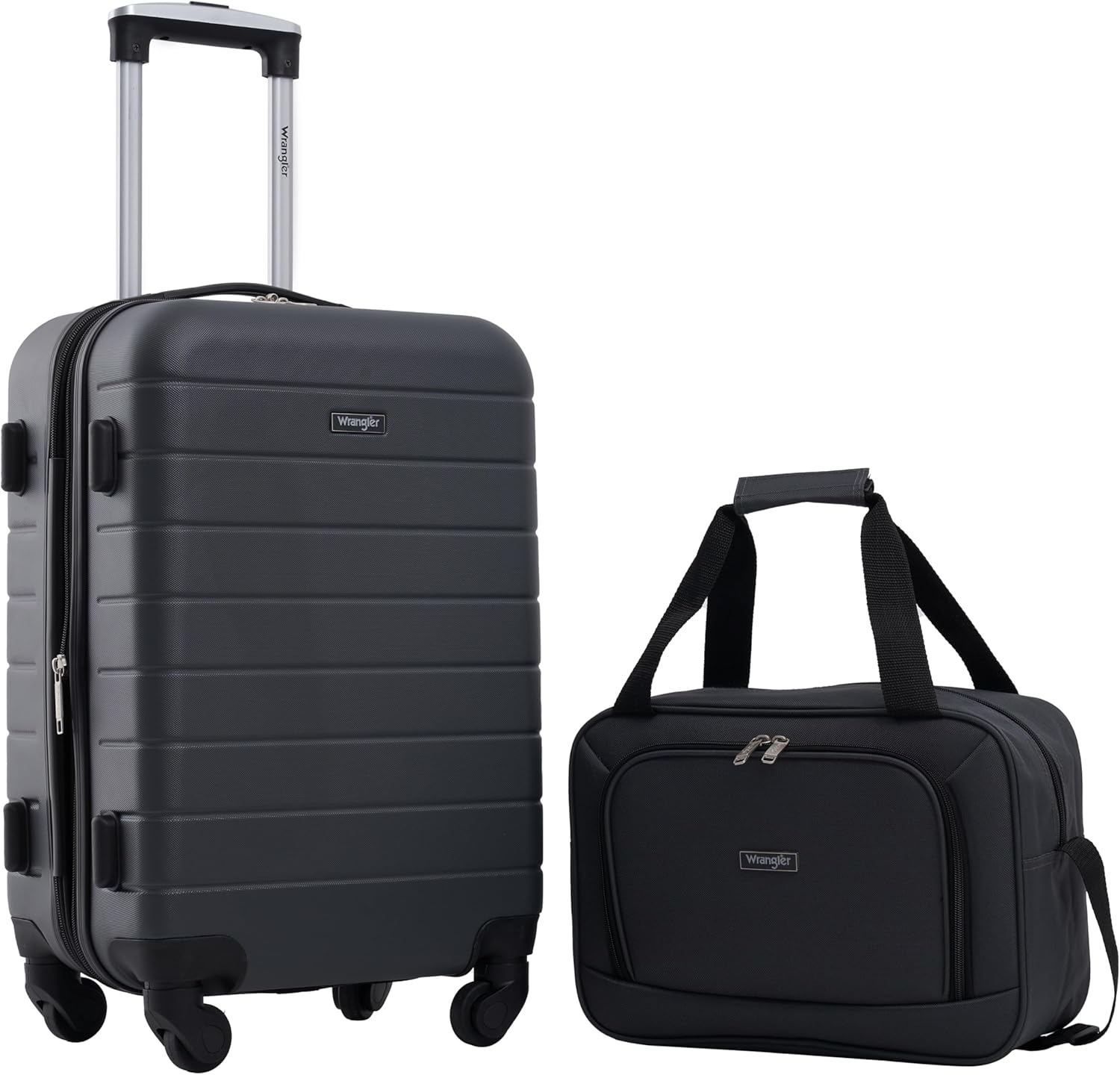 Wrangler Smart Luggage Cup Holder and USB Port, Dark Shadow, 2 Piece Set