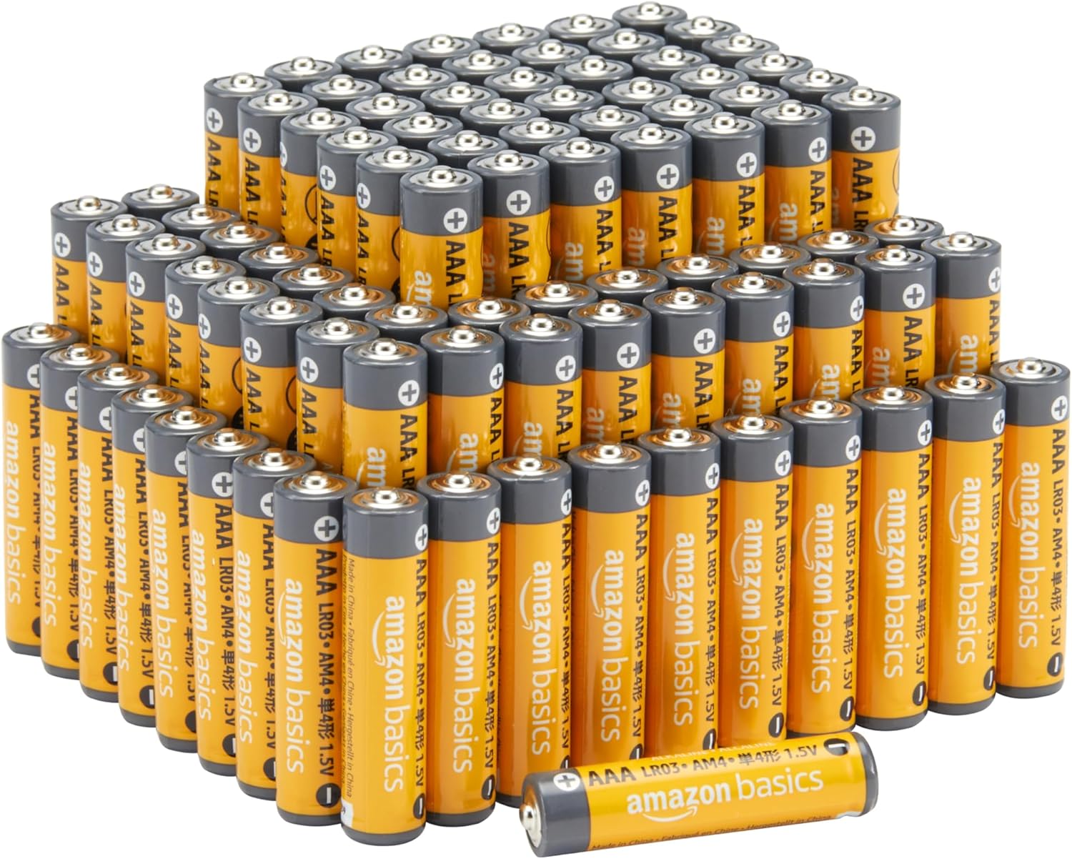 Amazon Basics AAA Alkaline High-Performance Batteries, 1.5 Volt, 10-Year Shelf Life, 100 count (Pack of 1)