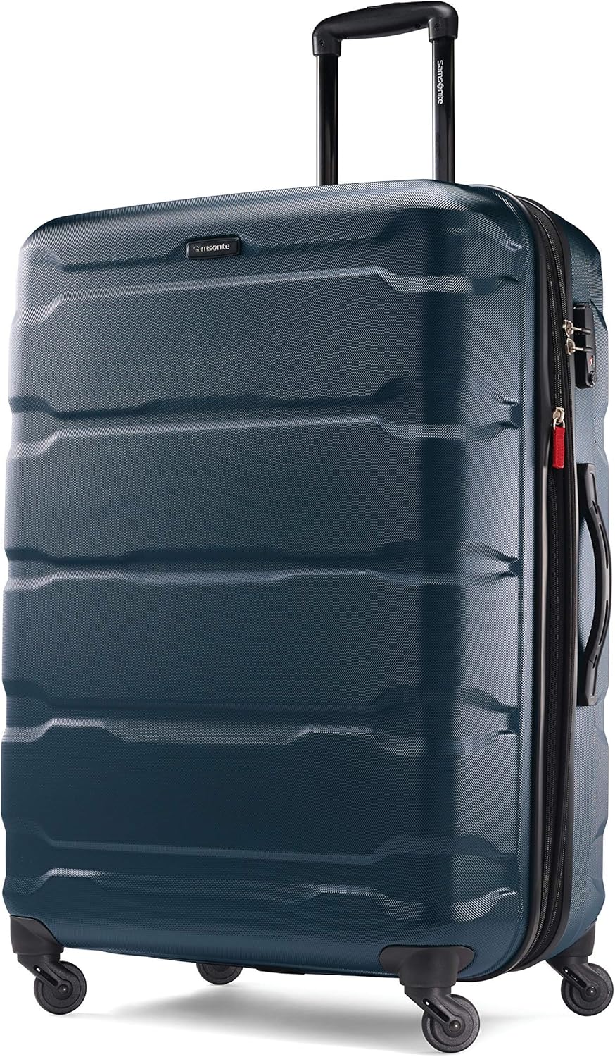 Samsonite Omni PC Hardside Expandable Luggage with Spinner Wheels, Checked-Large 28-Inch, Teal