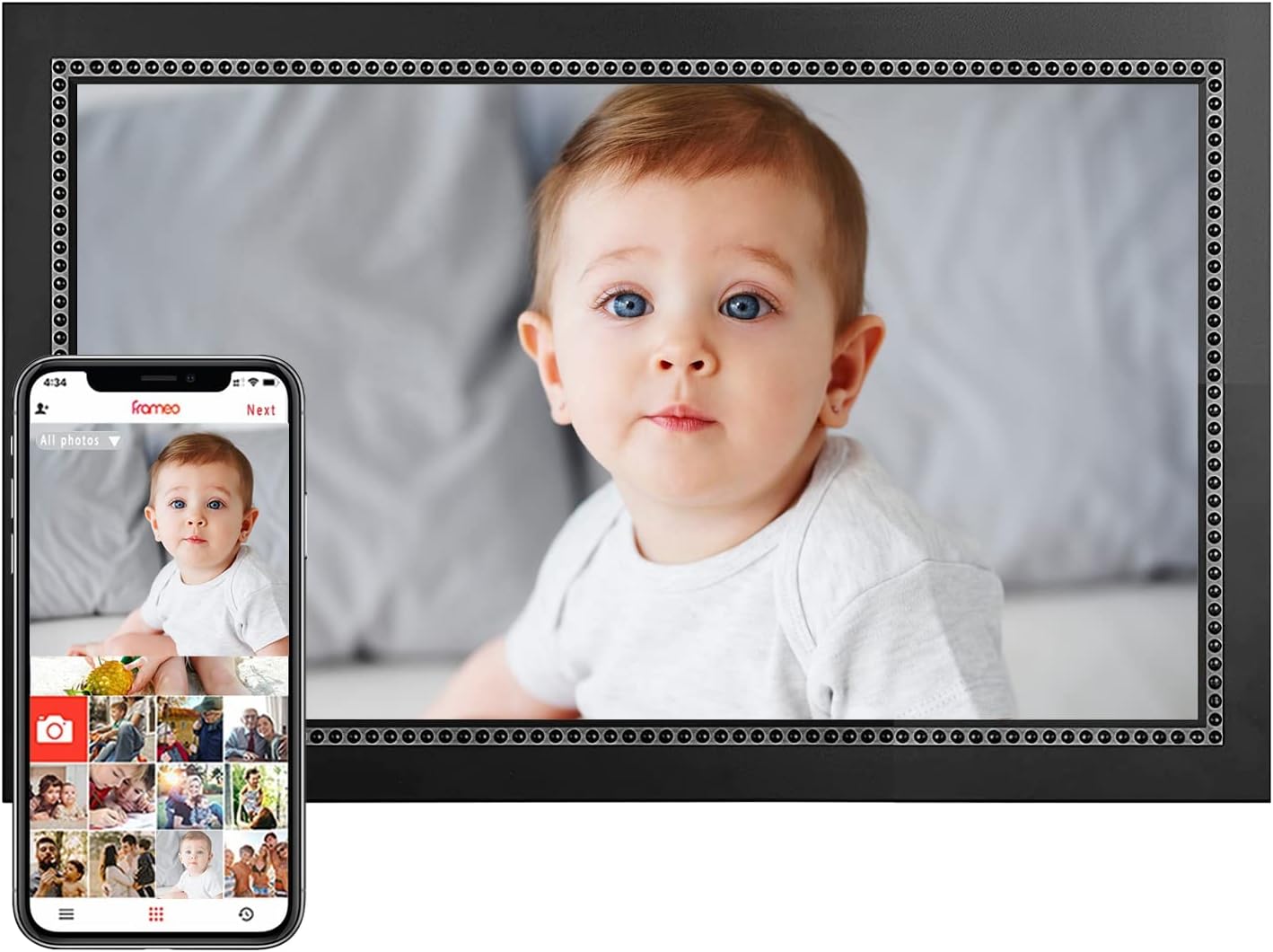 Frameo Digital Photo Frame 10.1 inch WiFi Digital Picture Frame with 1280×800 IPS LCD Touch Screen, Auto-Rotate, Slideshow, Easy Setup to Share Photos or Videos Instantly via Frameo App from Anywhere
